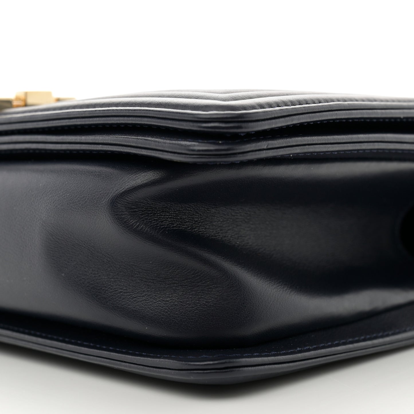 Lambskin Braided Woven Medium Boy Flap Navy Black