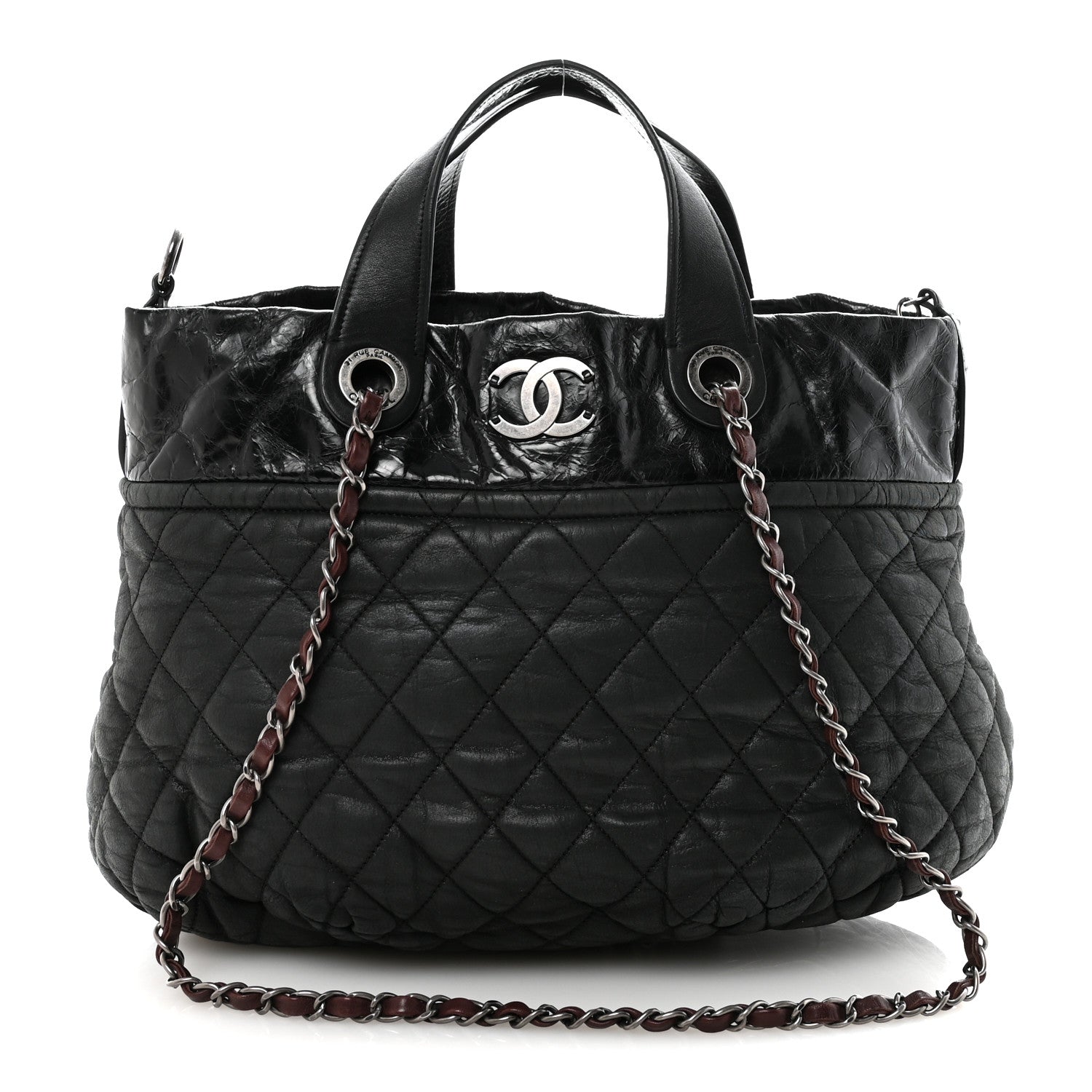 Chanel Iridescent Calfskin Quilted Large In The Mix Tote Black