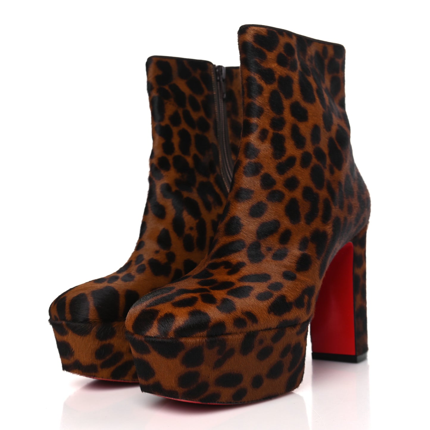 Pony Hair Leopard Print Protoboot Platform Ankle Boots 37 Brown