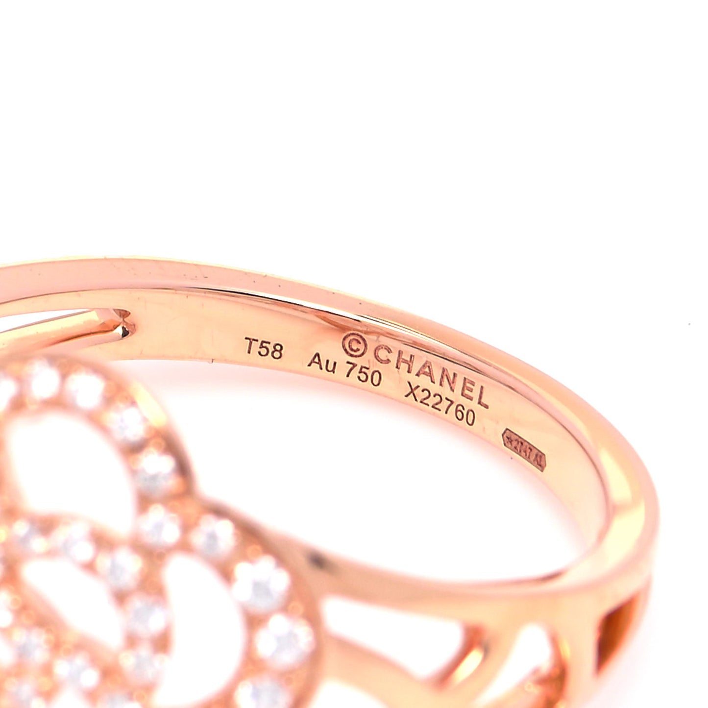 18K Rose Gold Diamond Camellia Ring 58 8.5