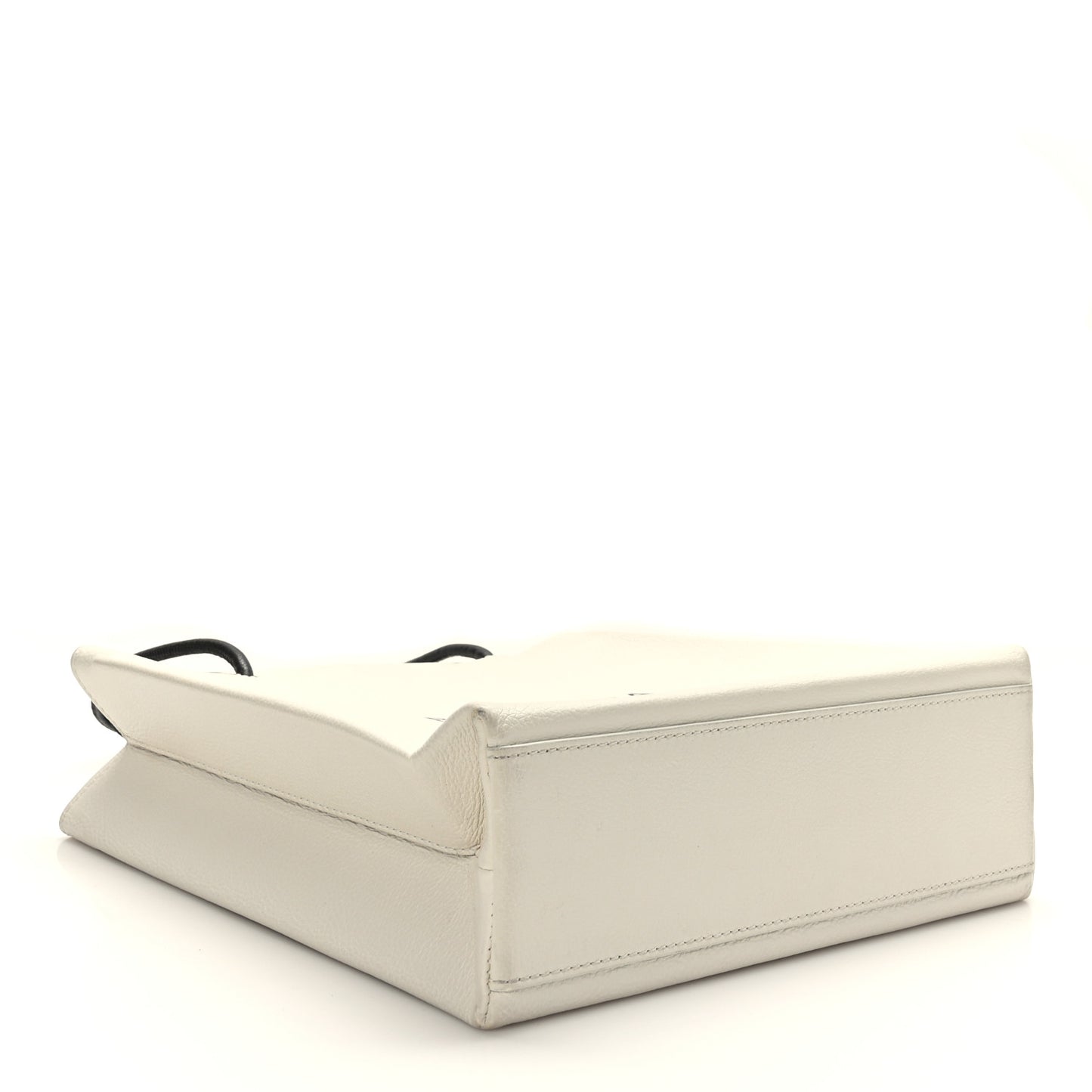 Calfskin Logo Small Shopping Tote White
