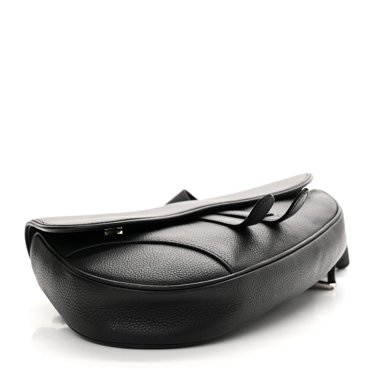 Grained Calfskin Mens Mini Saddle Bag Black