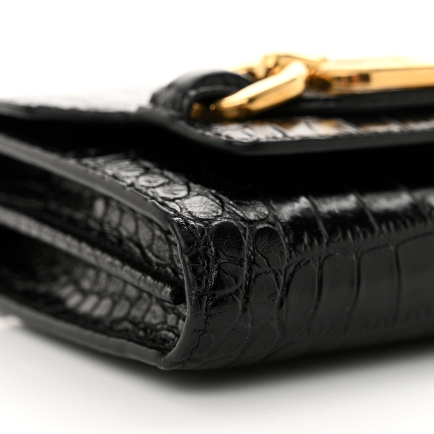Calfskin Crocodile Embossed Mini Whitney Shoulder Bag Black