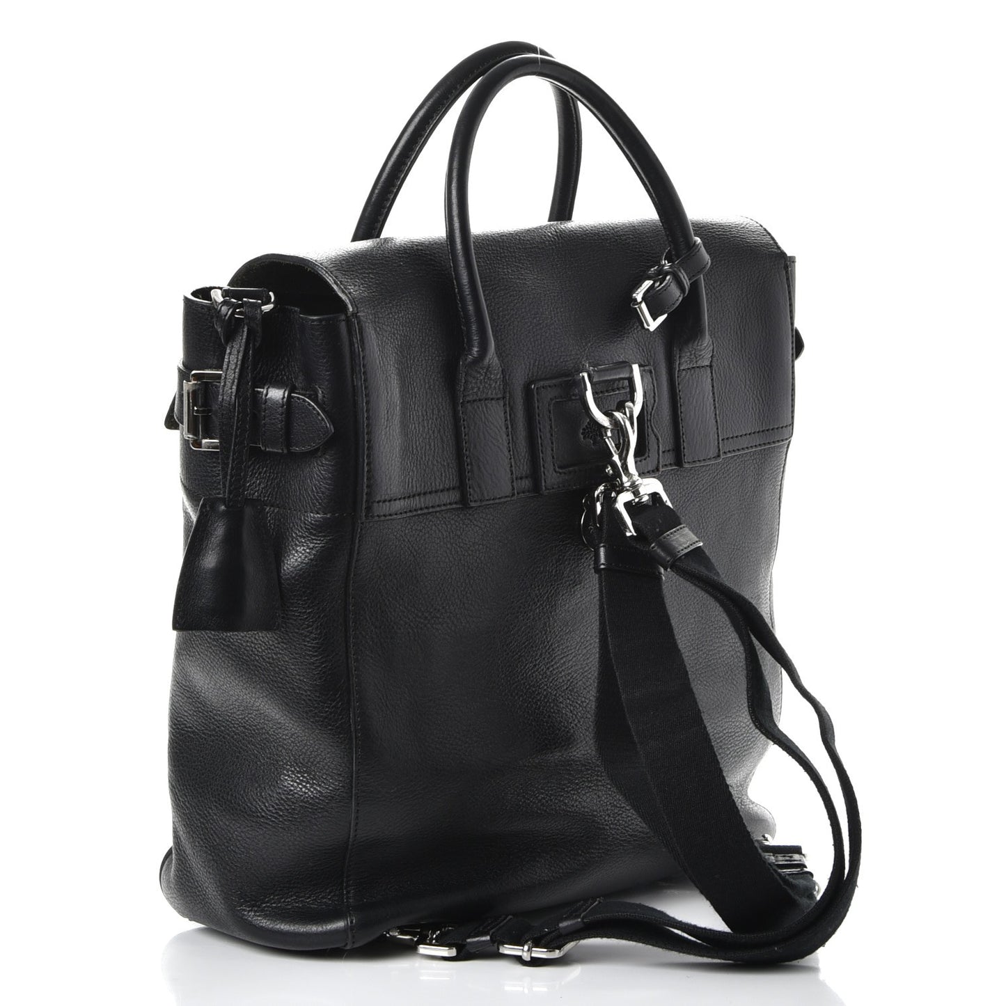 Natural Leather Large Cara Delevingne Convertible Satchel Black