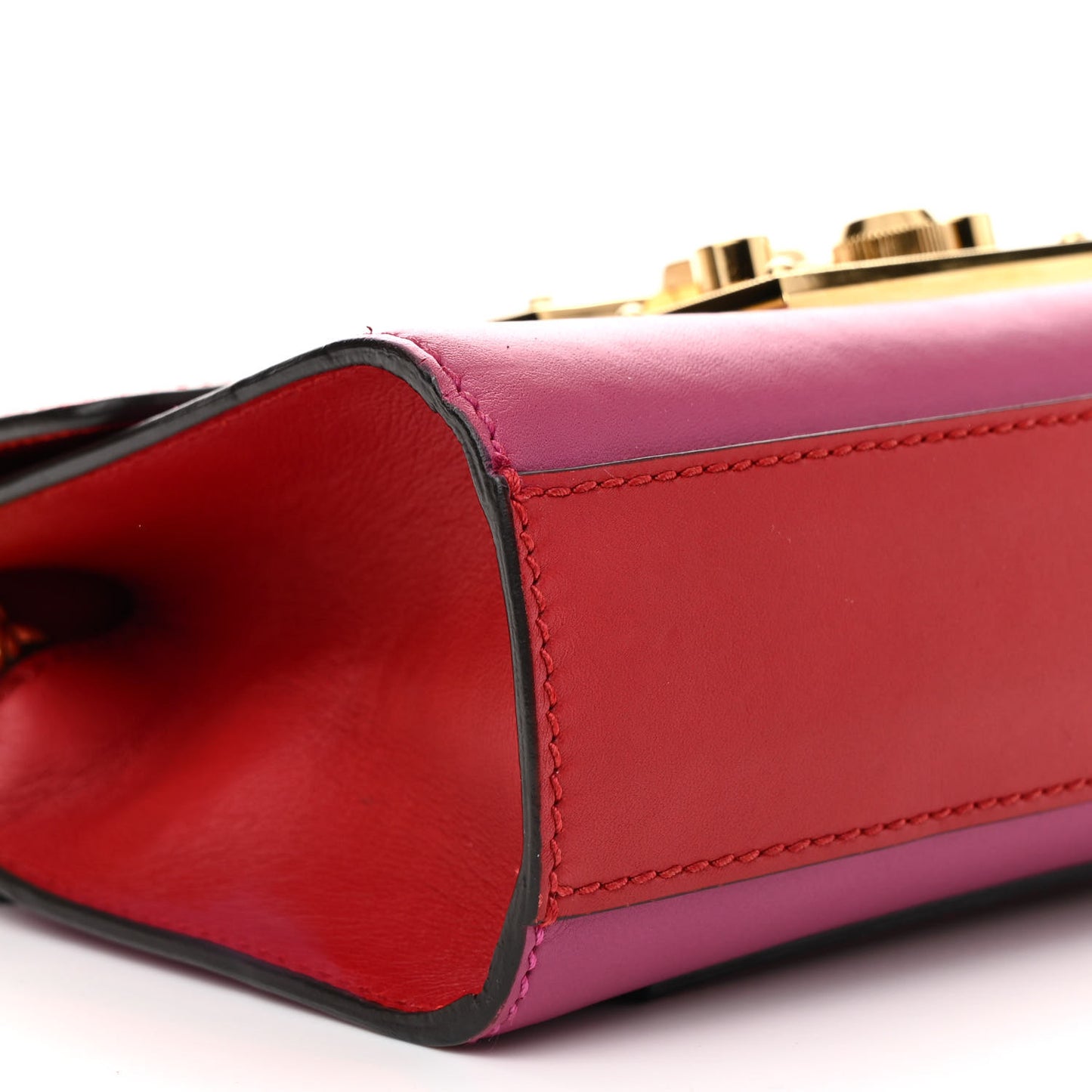 Calfskin Small Padlock Shoulder Bag New Rosette Hibiscus Red