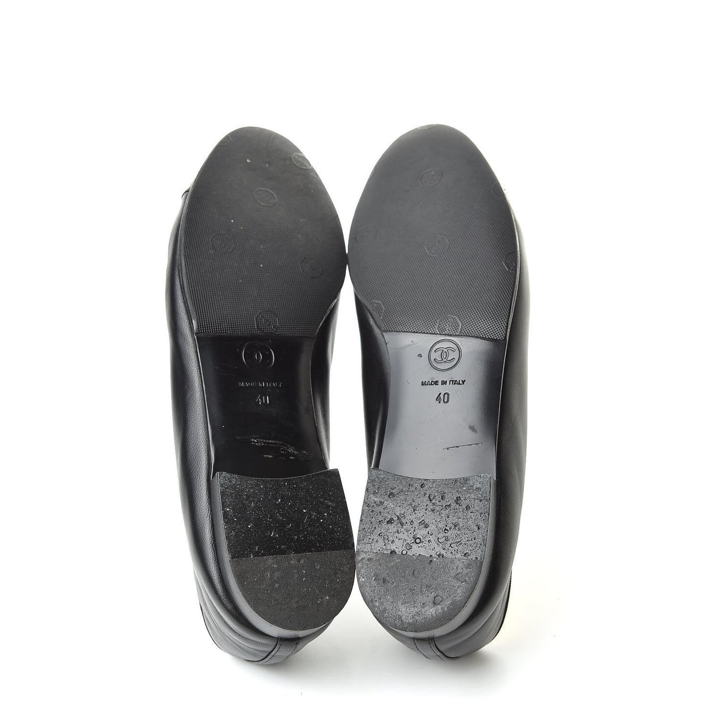 Lambskin Patent Calfskin Cap Toe Ballerina Flats 40 Black