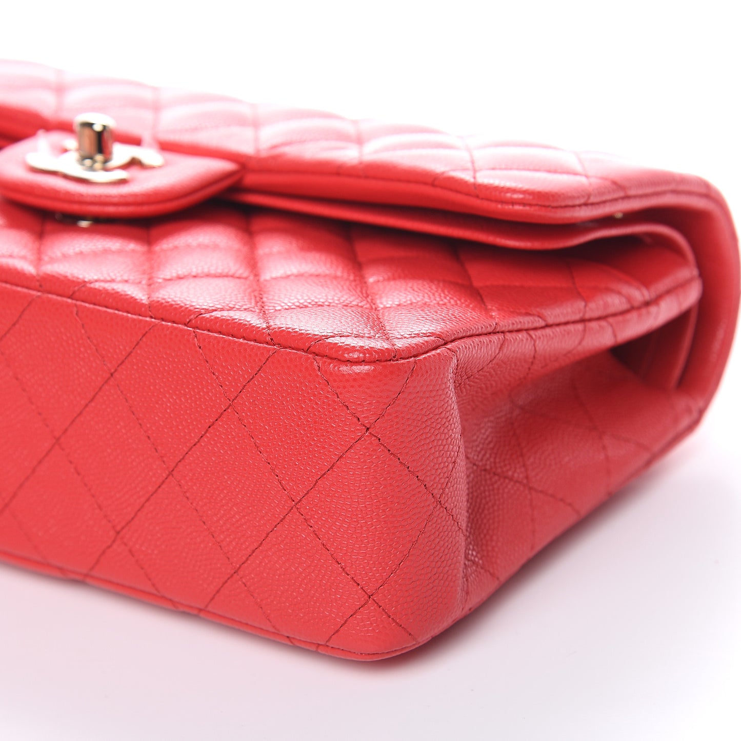 Caviar Quilted Small Double Flap Red