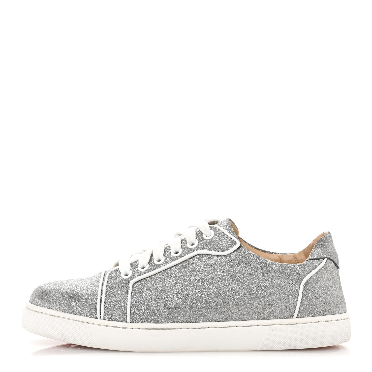 Christian Louboutin Glitter Calfskin Vieira Flat Sneakers 40.5 Silver 1 of 12