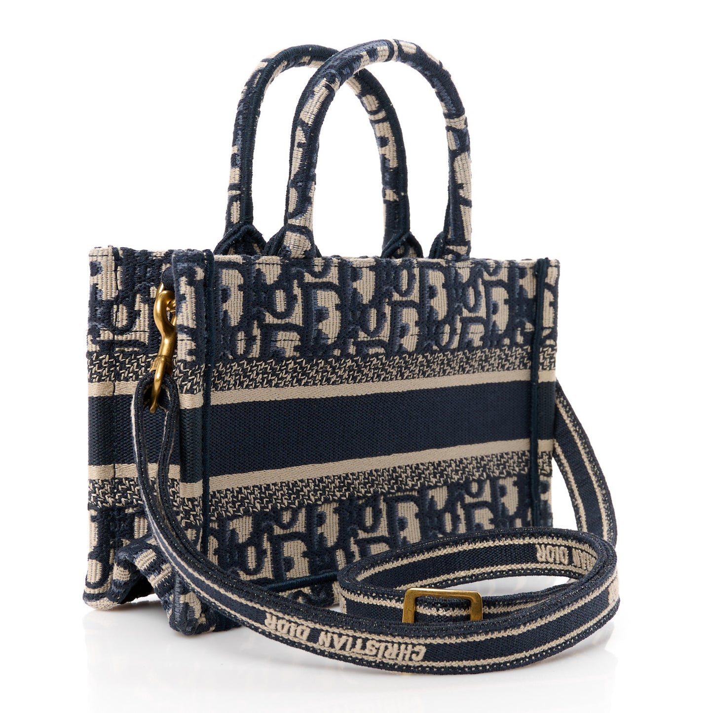 Oblique Mini Book Tote With Strap Blue Multicolor