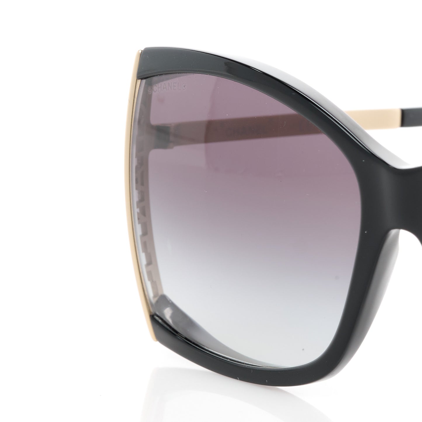 Acetate Metal Logo Square Sunglasses 71545A Black Gold