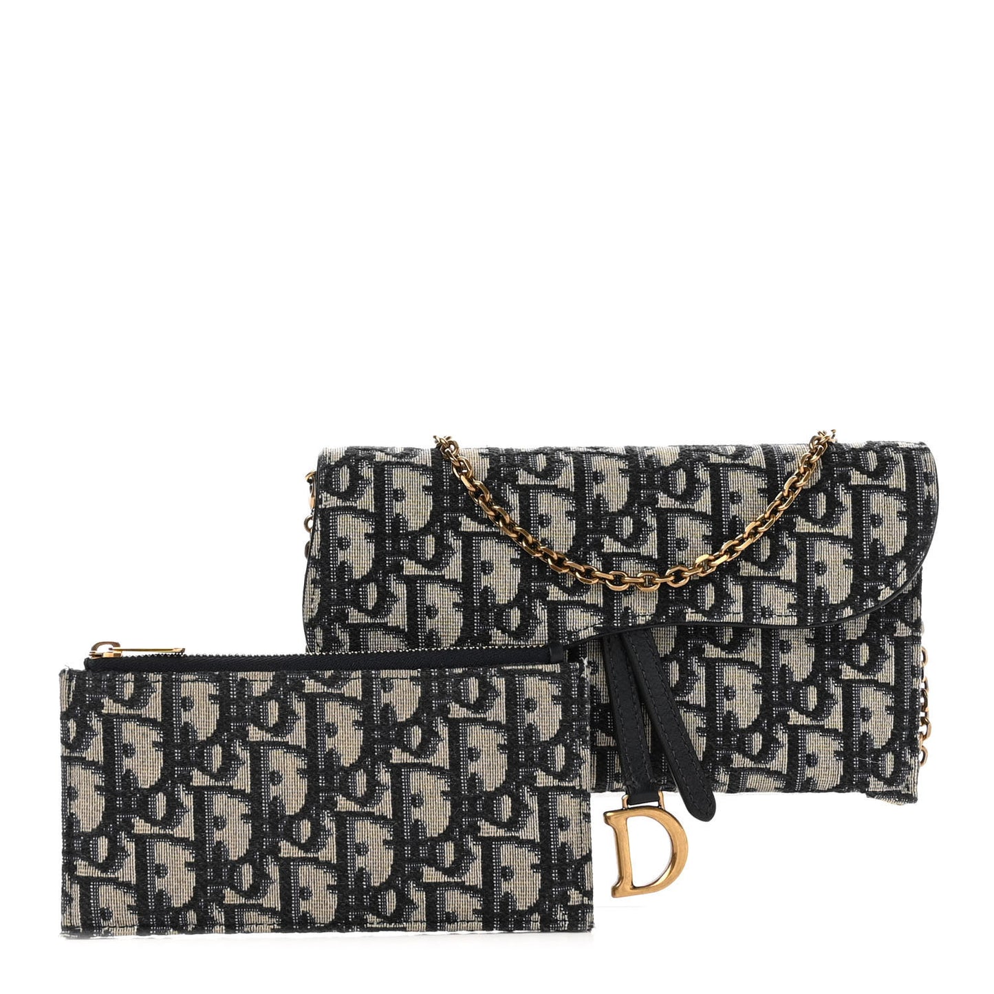 Oblique Saddle Chain Long Wallet Blue
