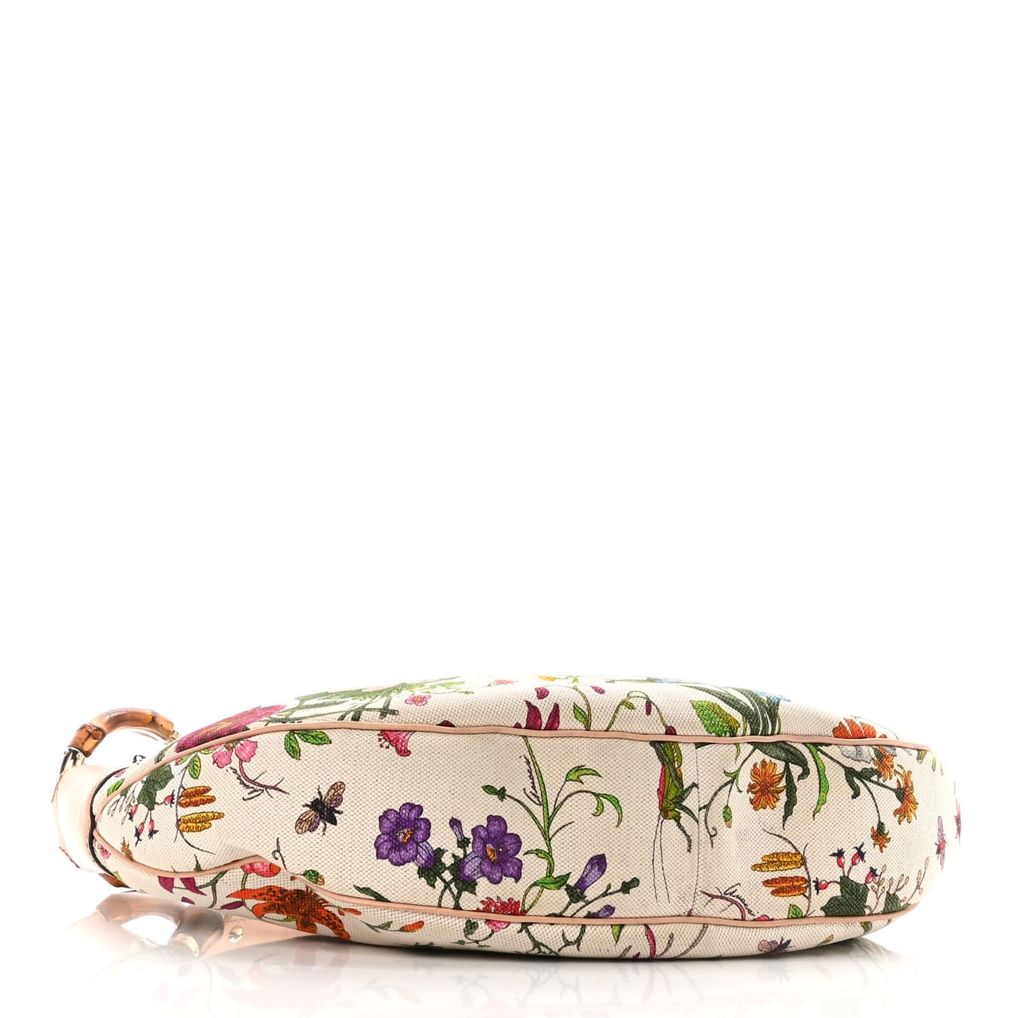 Canvas Floral Flora Bamboo Ring Hobo White