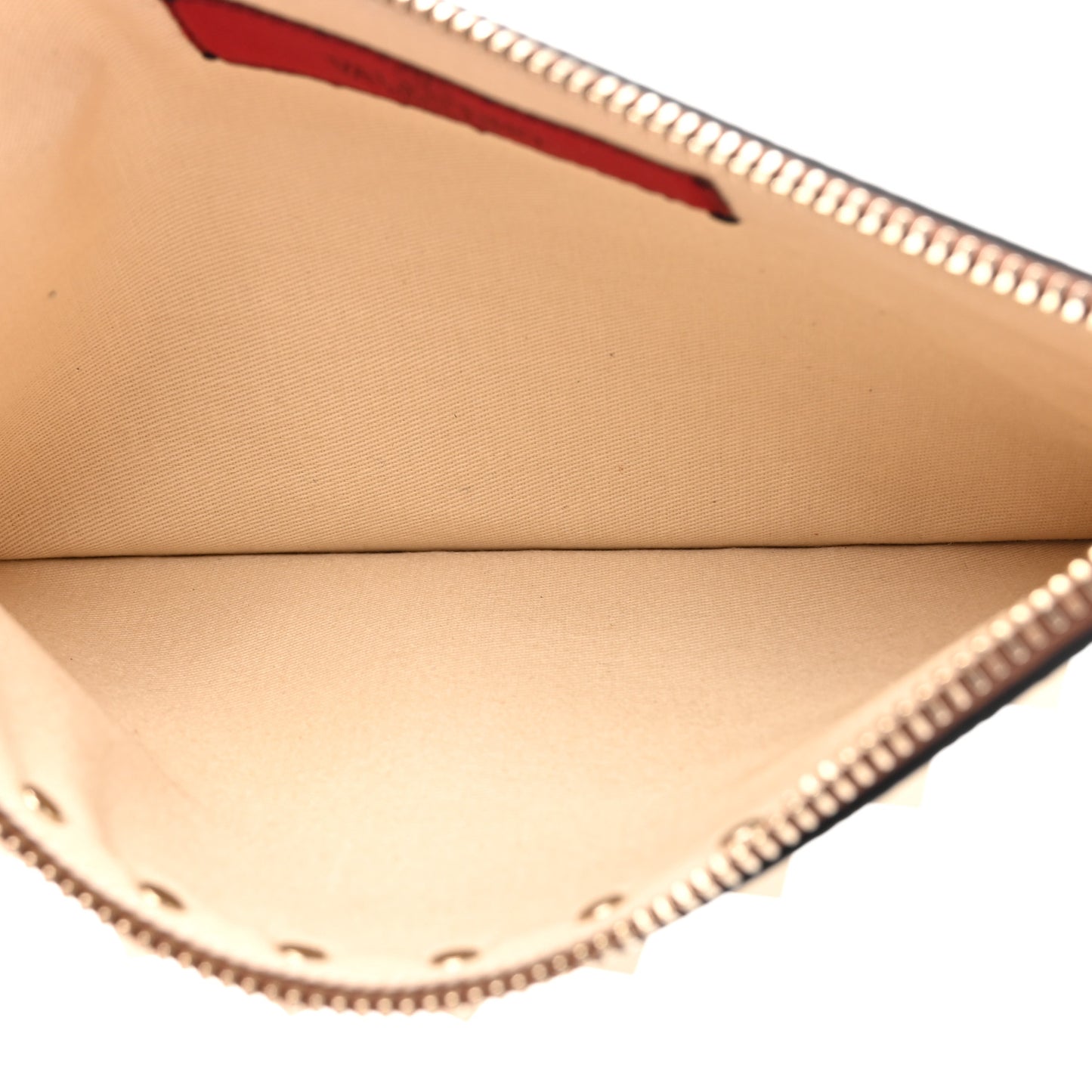 Grained Calfskin Medium Rockstud Zip Pouch Deep Cuir
