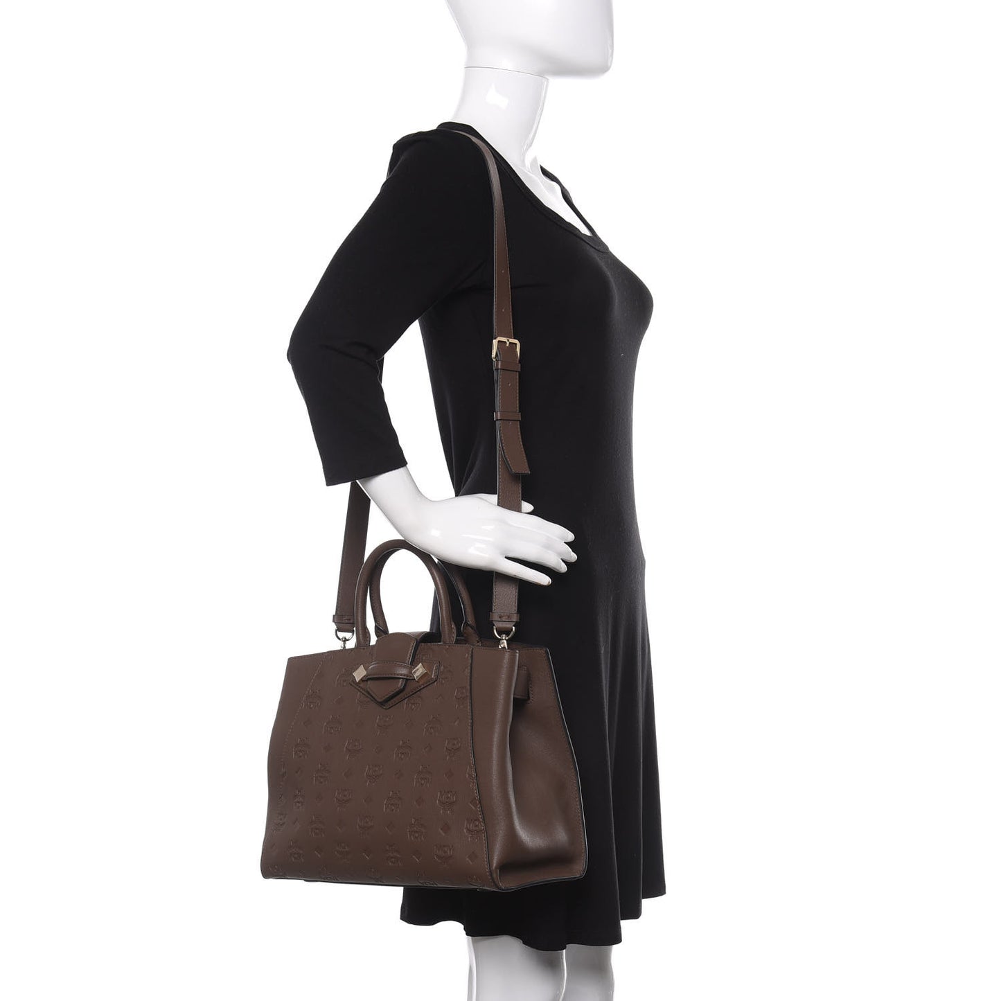 Calfskin Ottomar Monogram Medium Essential Tote Chestnut