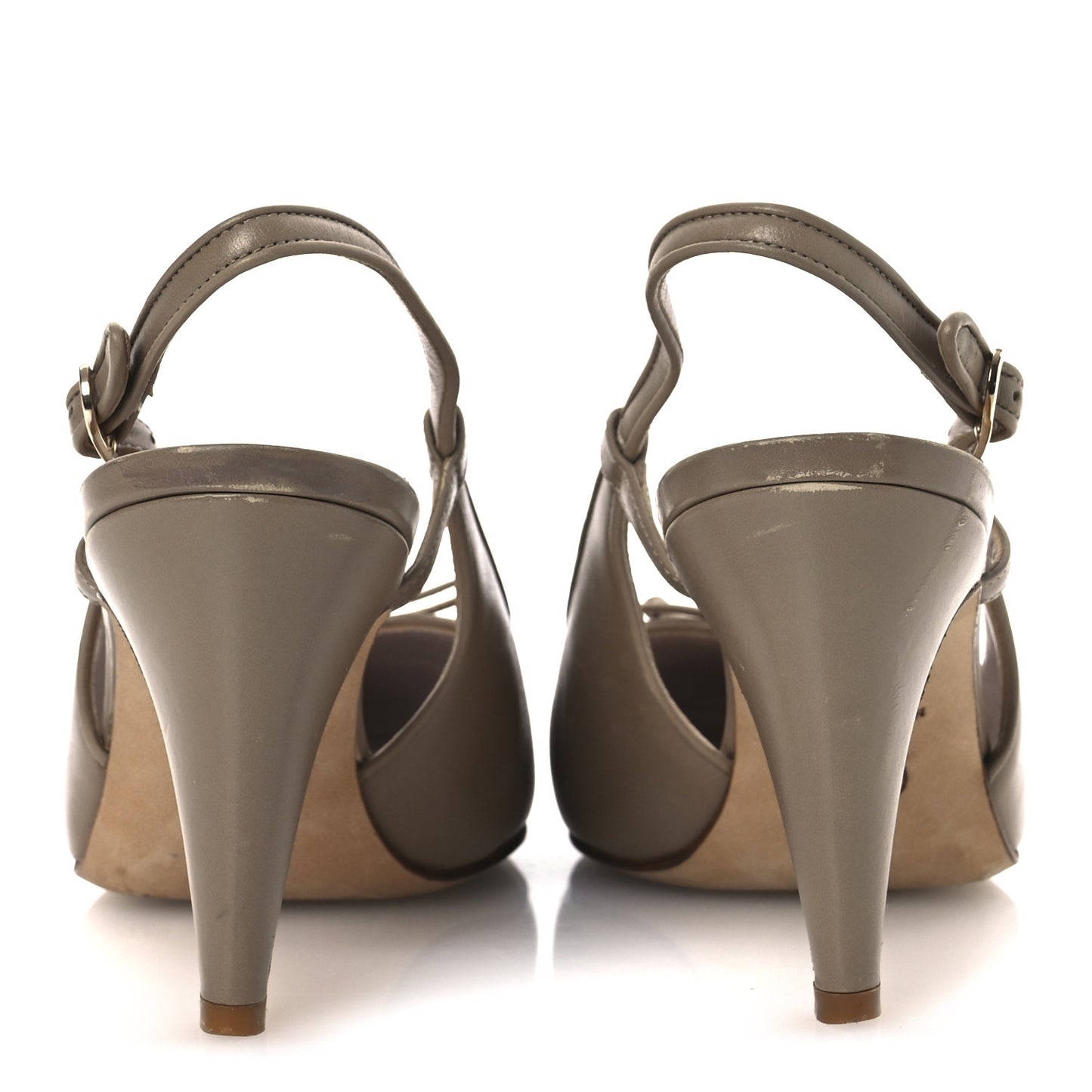 Metallic Lambskin Cap Toe CC Slingback Heels 36 Beige Gold