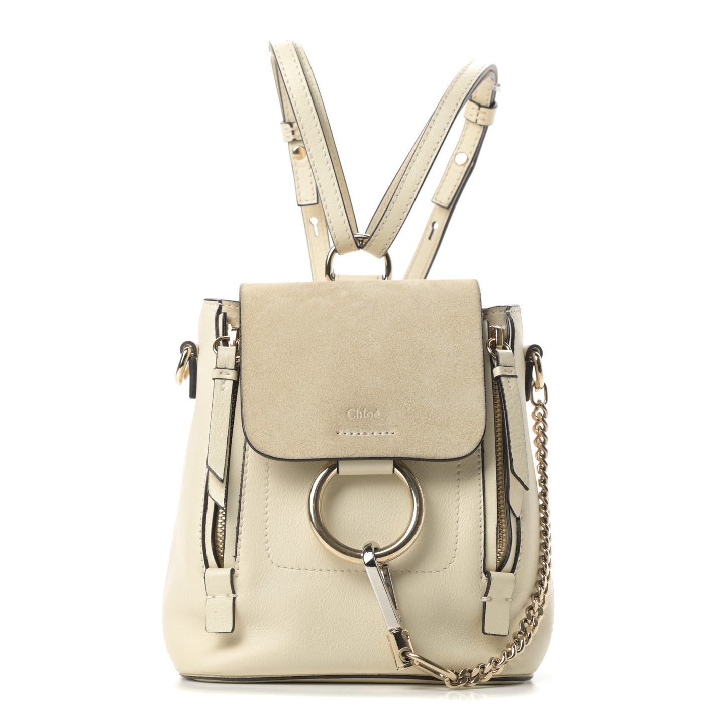 Suede Calfskin Mini Faye Backpack Off White