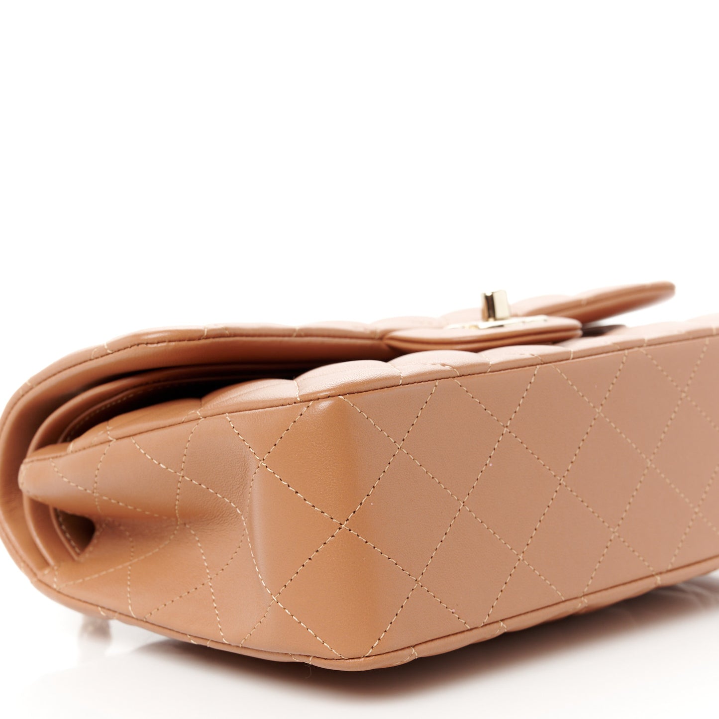 Lambskin Quilted Small Double Flap Brown