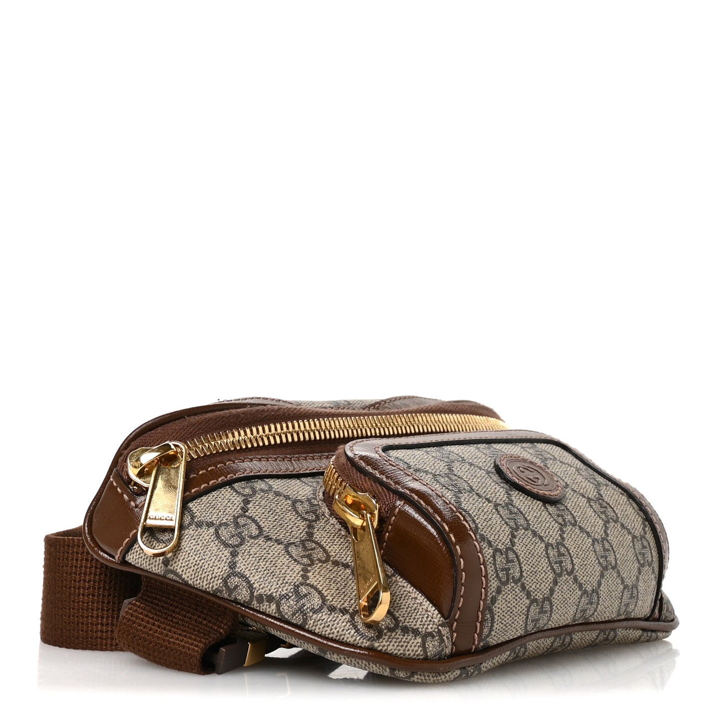 GG Supreme Monogram Textured Calfskin Retro Interlocking G Belt Bag Beige Ebony Brown Sugar