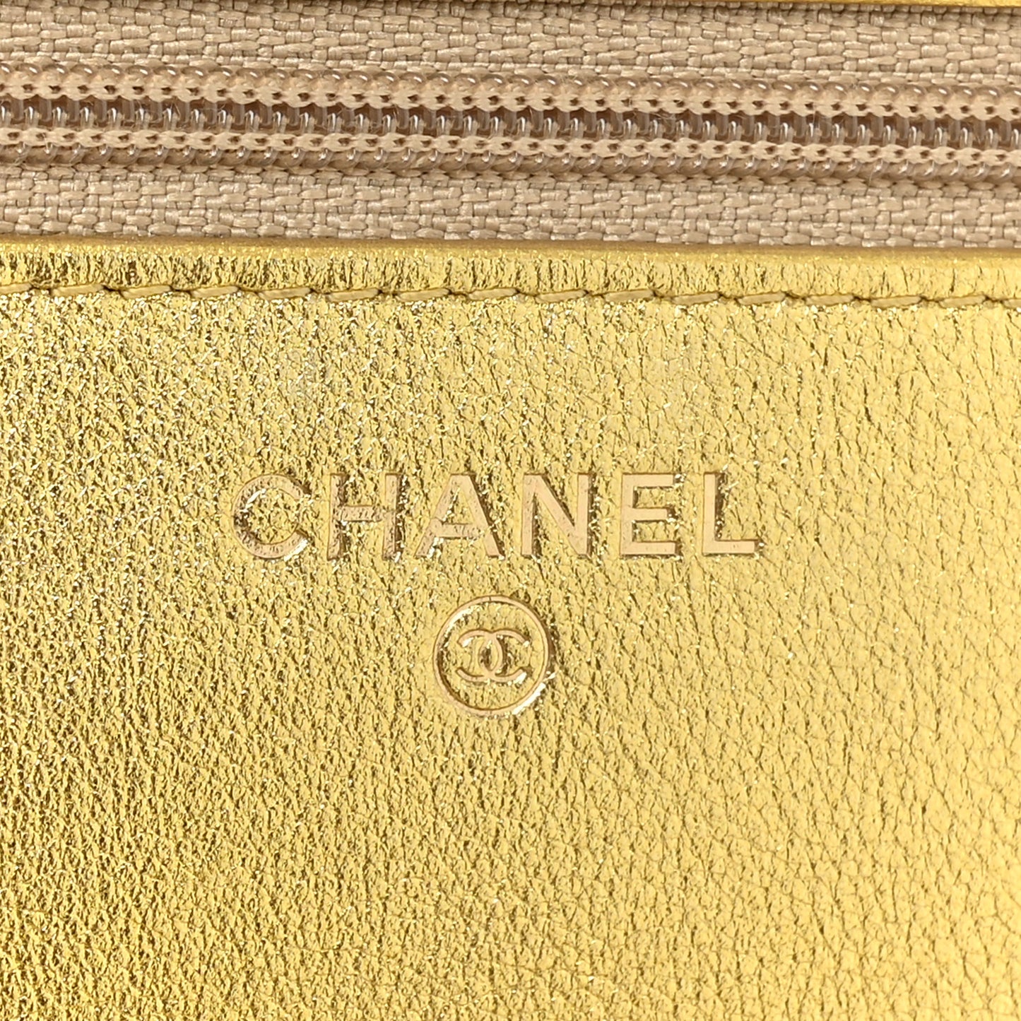 Metallic Calfskin Crocodile Embossed Cocodile Wallet On Chain WOC Gold