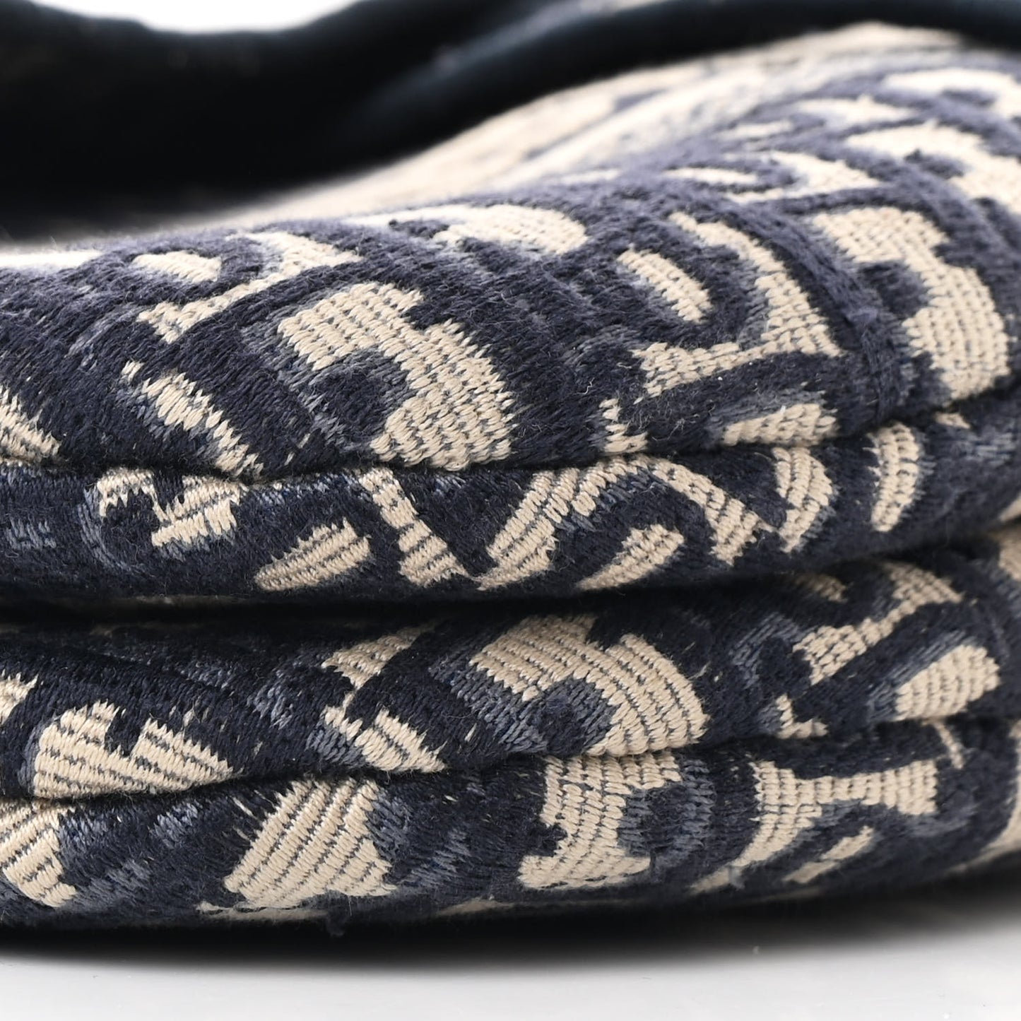 Oblique Embroidered Saddle Bag Blue