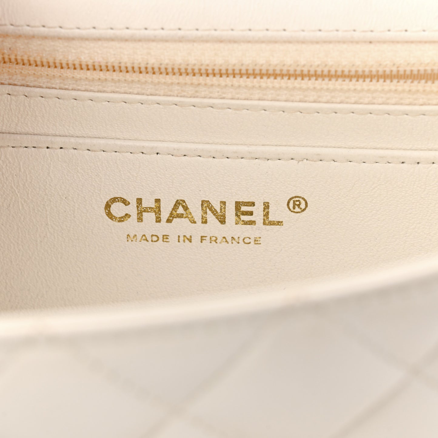 Lambskin Quilted Mini Rectangular Flap White
