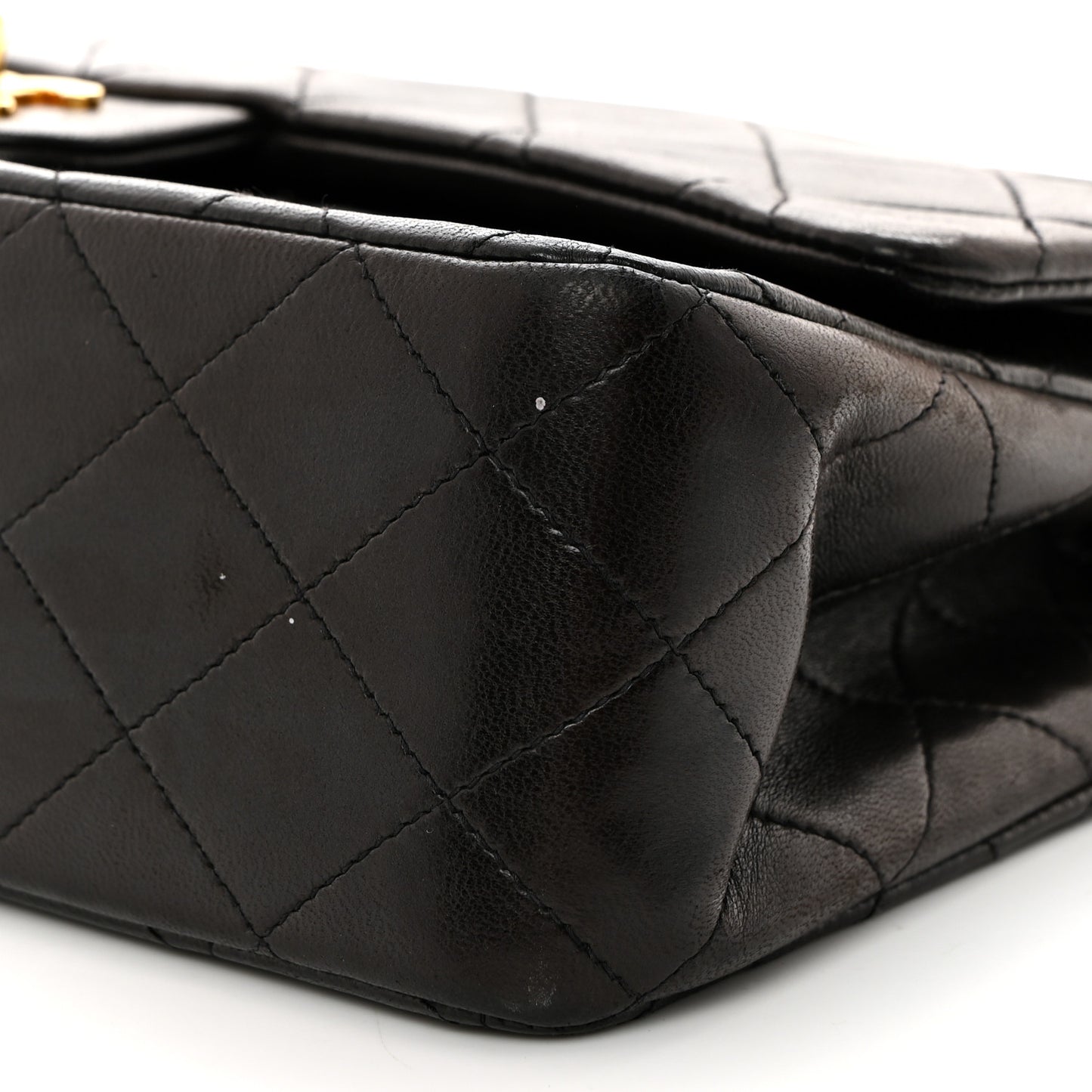 Lambskin Quilted Medium Double Flap Dark Brown