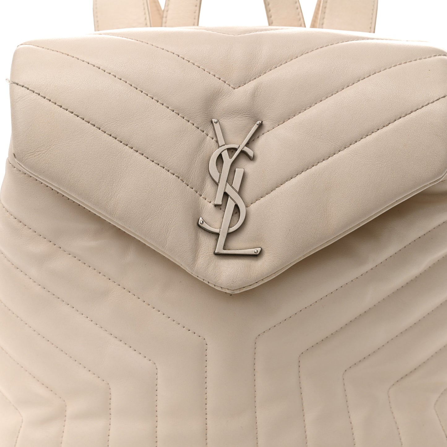 Calfskin Y Quilted Monogram Small Loulou Backpack Cream Souffle