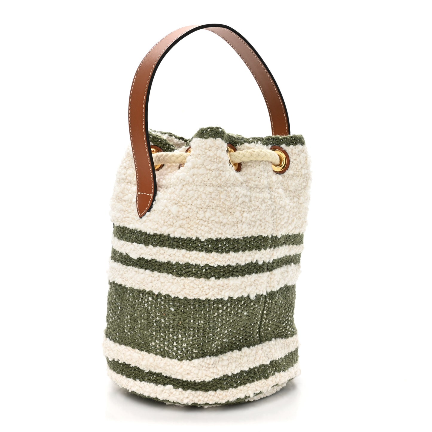 Plein Soleil Textile Calfskin Teen Drawstring Bag Cream Khaki
