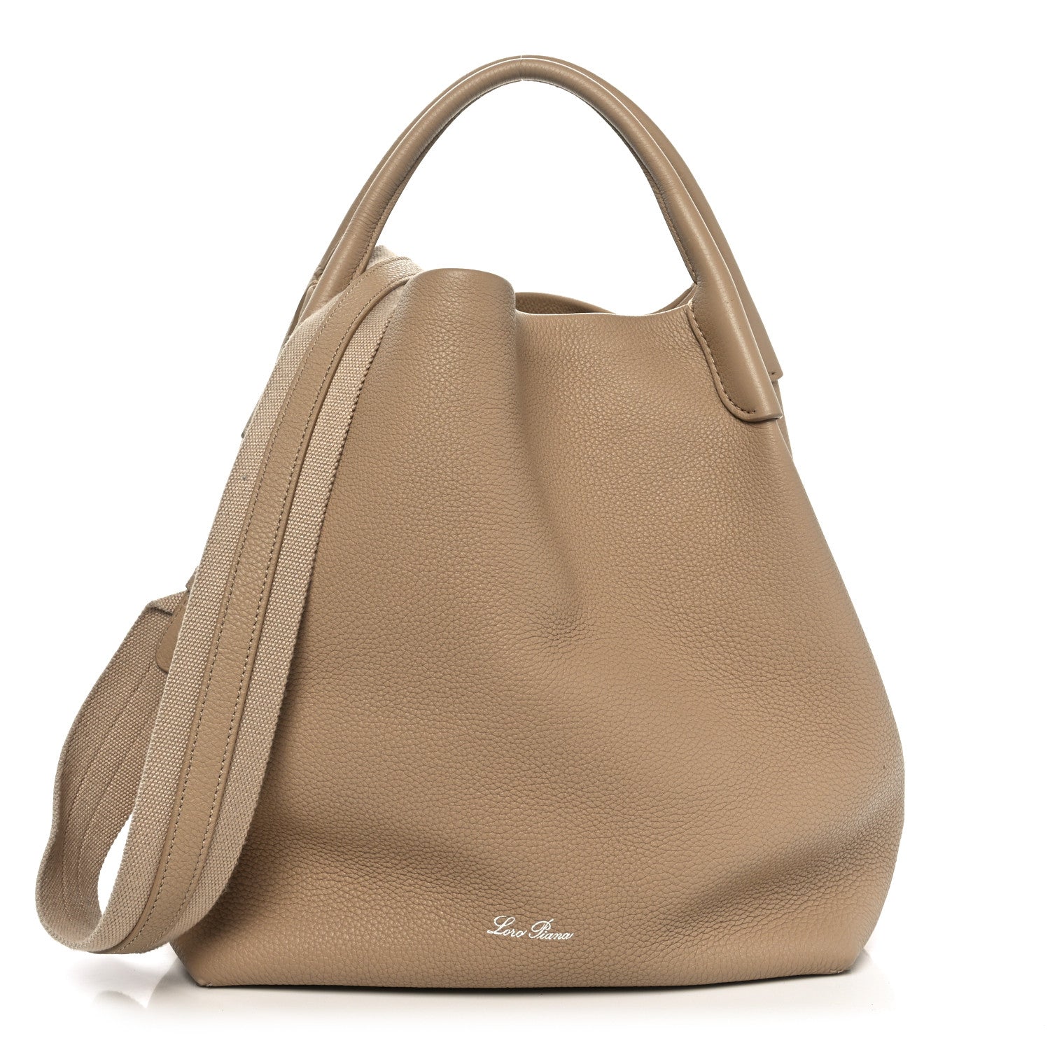 Loro Piana Grained Calfskin Large Bale Bag Light Mastic 1 of 9
