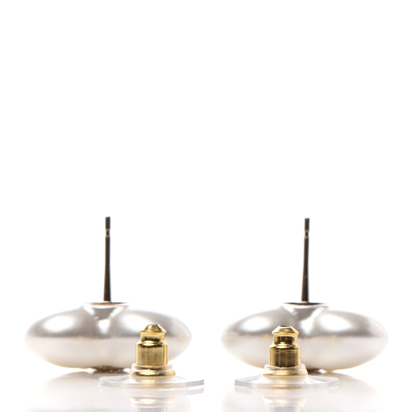 Pearl Crystal CC Heart Earrings Gold