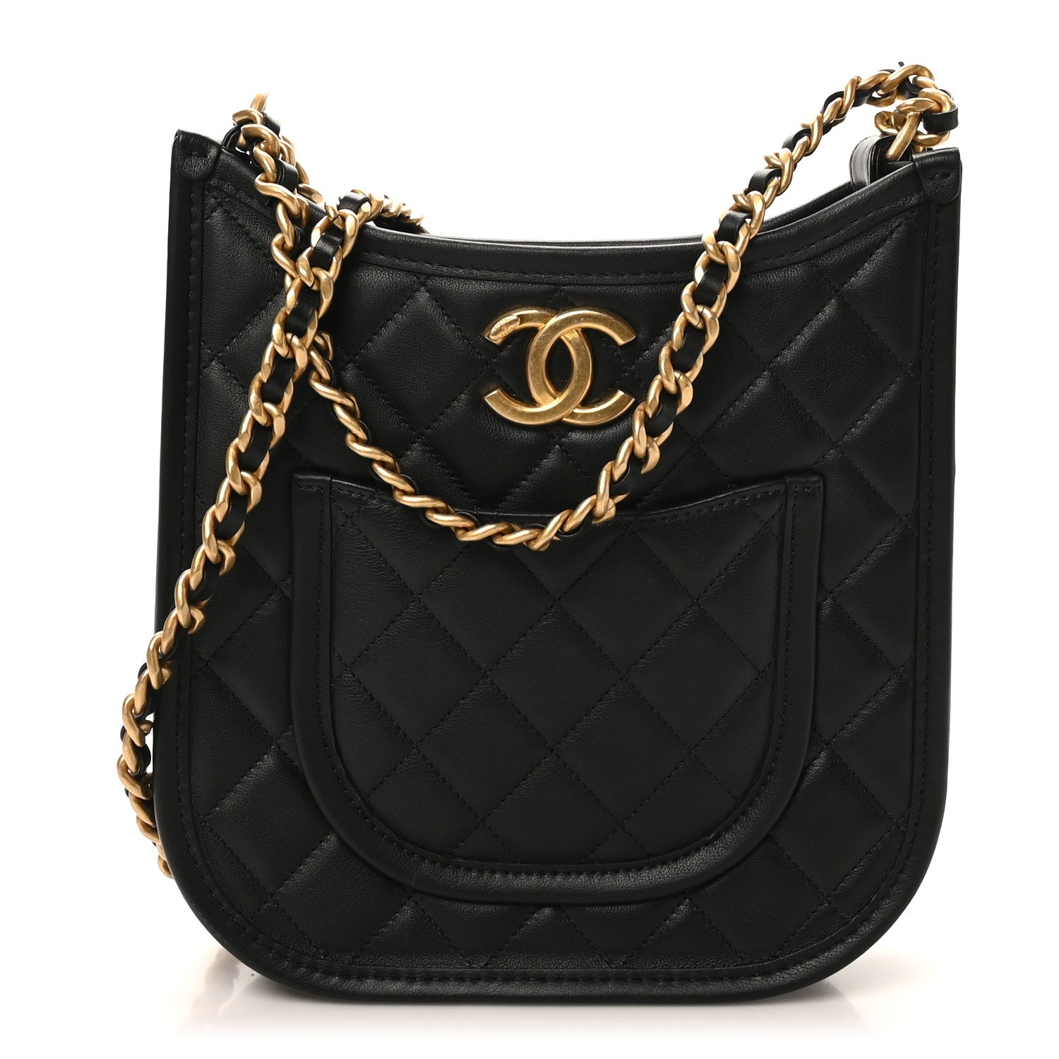 Chanel Calfskin Quilted CC Hobo Handbag Black 1809619 – FASHIONPHILE