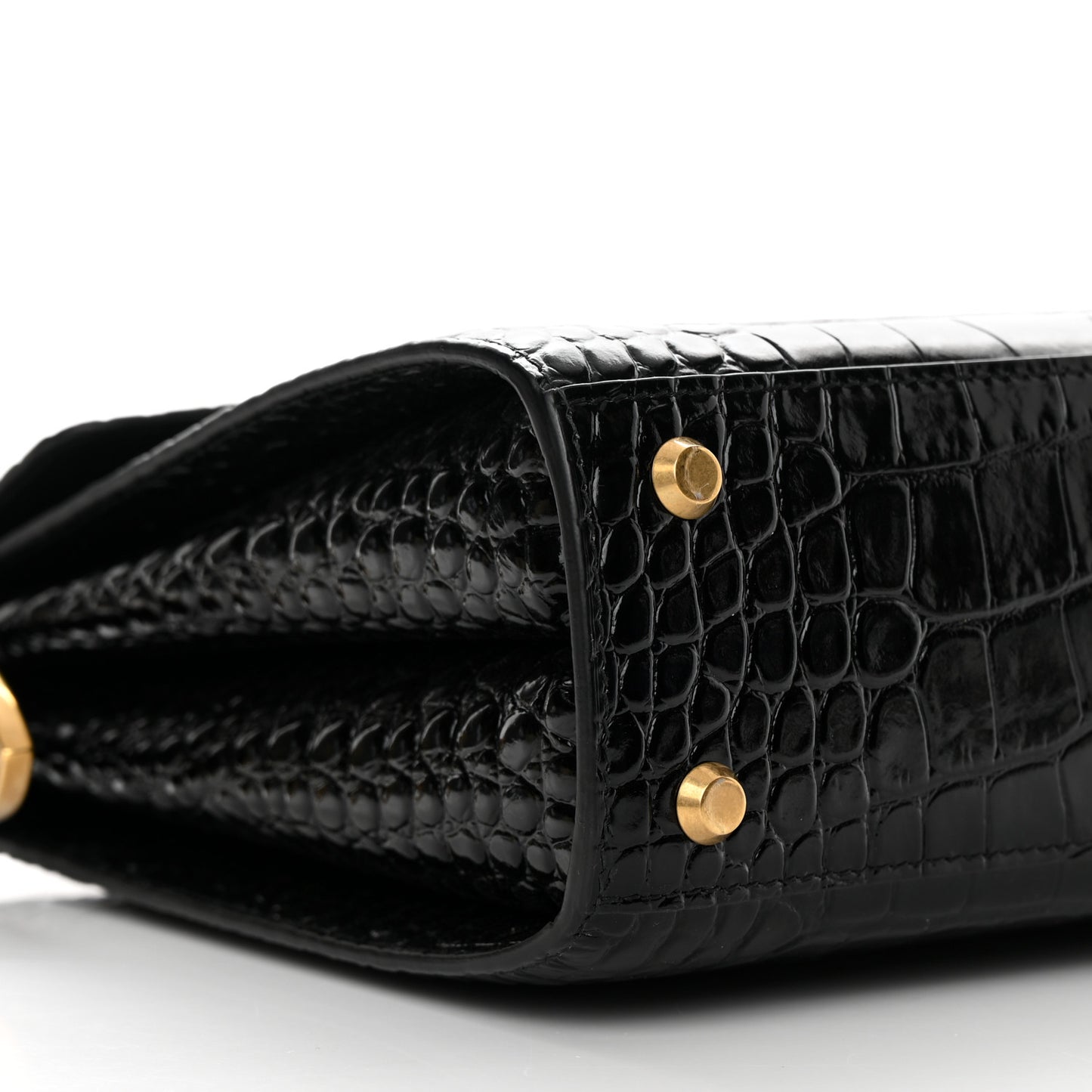 Shiny Calfskin Graffiti Logo Crocodile Embossed Medium Ghost Shoulder Bag Black White