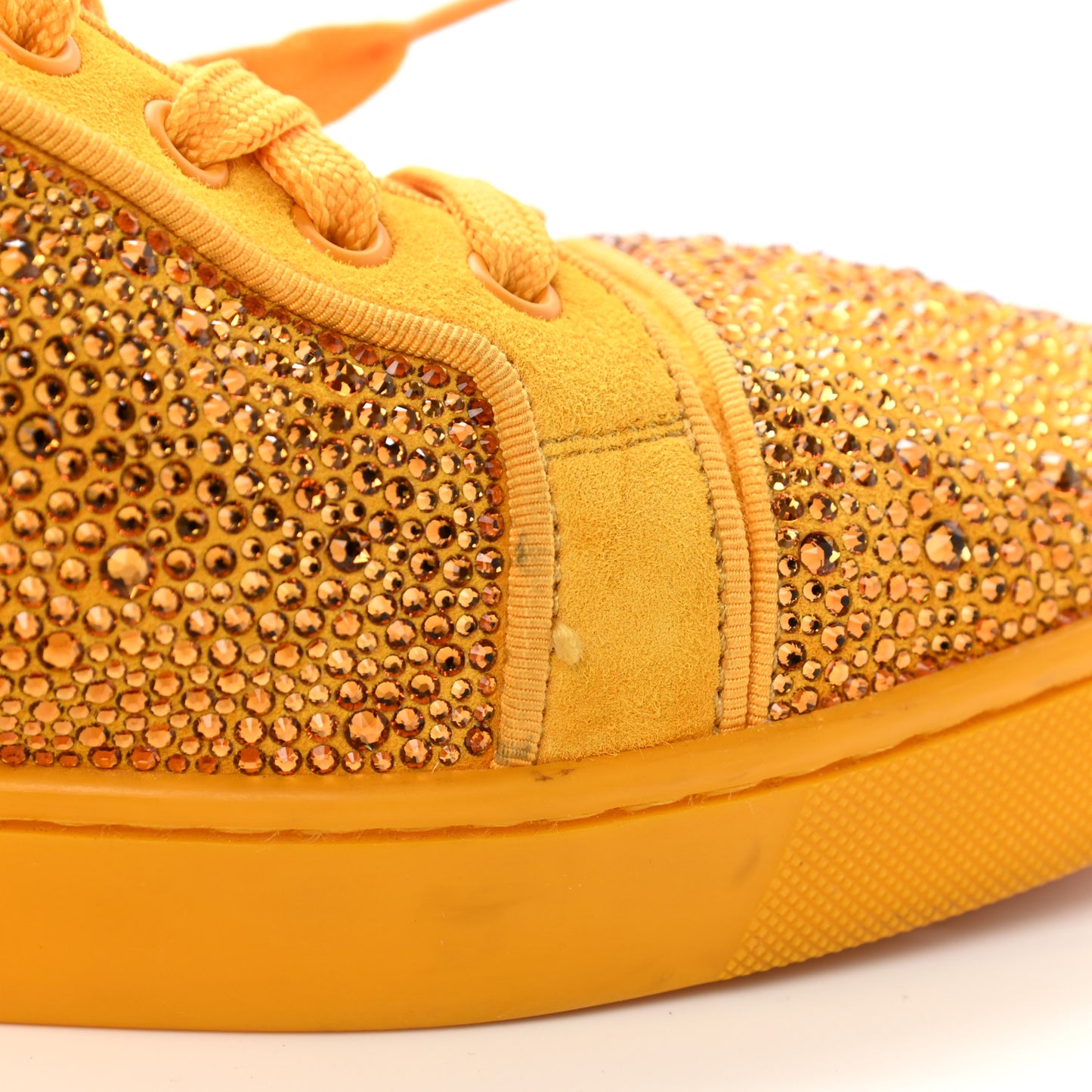 Calfskin Veau Velours Strass Louis Junior Flat Sneakers 41 Topaz