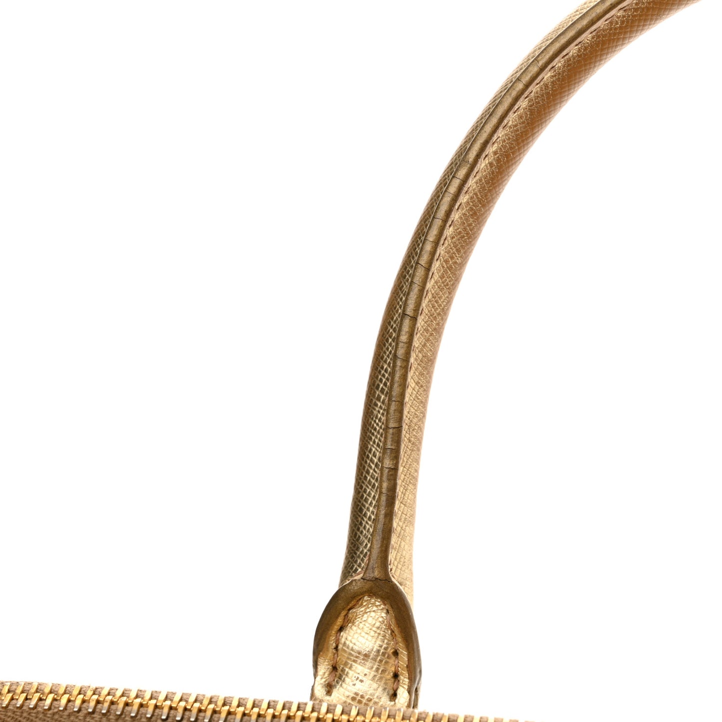 Metallic Saffiano Small Galleria Double Zip Tote Platino