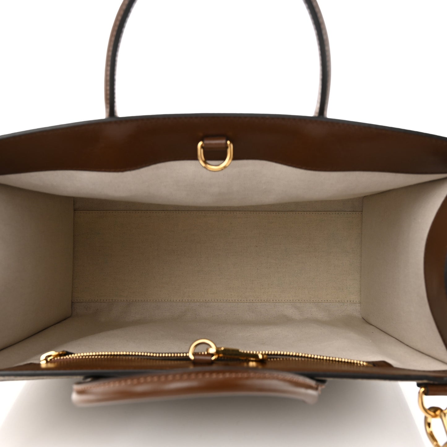 GG Supreme Monogram Azalea Calfskin Medium Retro Interlocking G Tote Bag Beige Ebony Brown Sugar