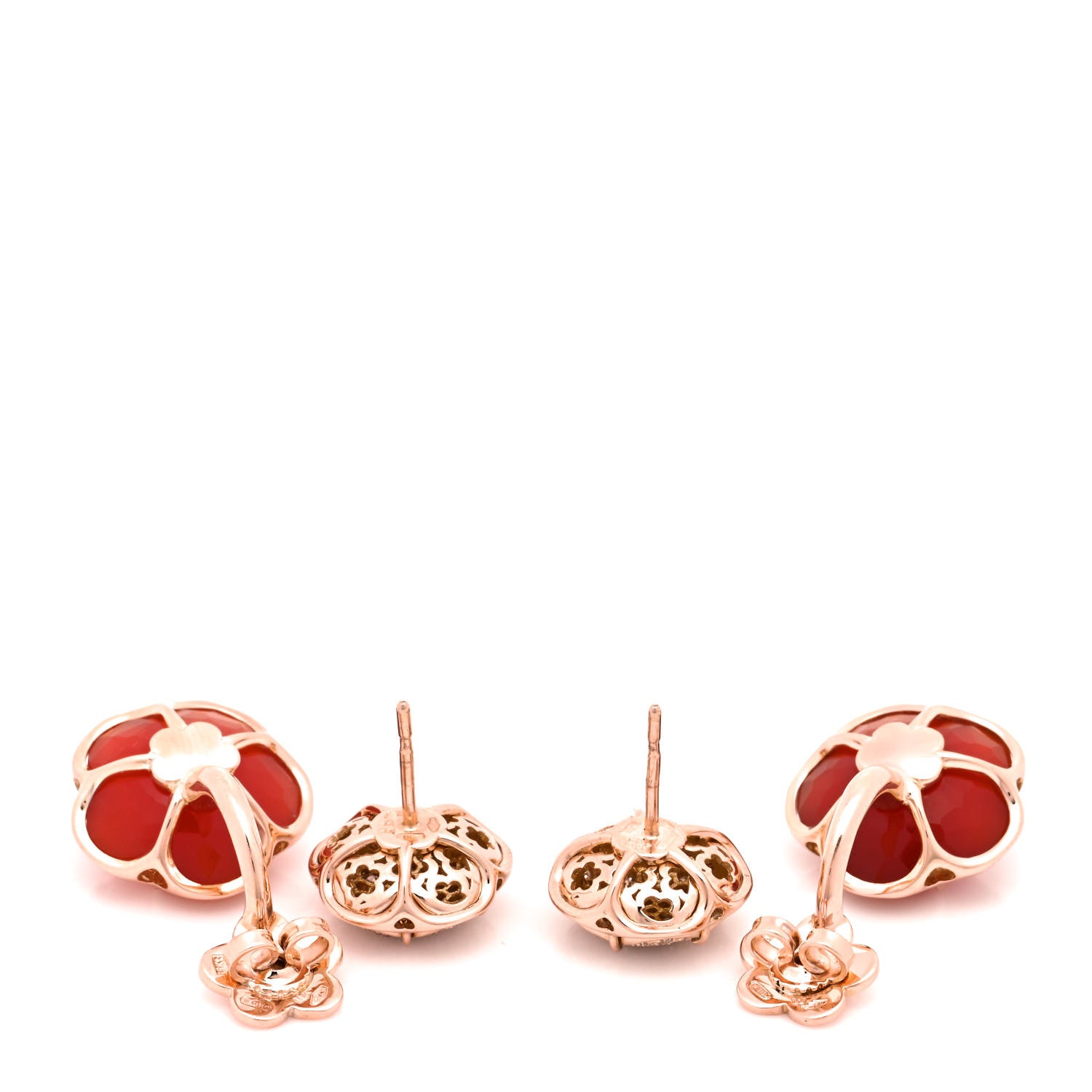 Pasquale Bruni 18K Rose Gold Diamond Carnelian Bon Ton Jacket Earrings 2 of 5