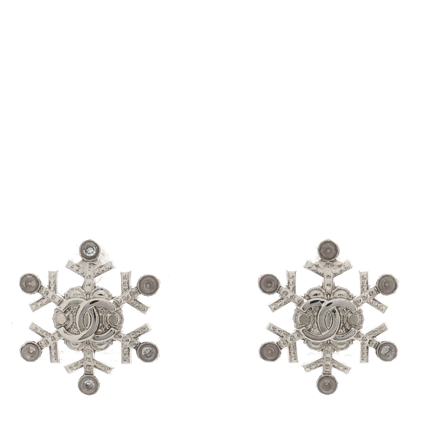 Crystal CC Snowflake Earrings Silver