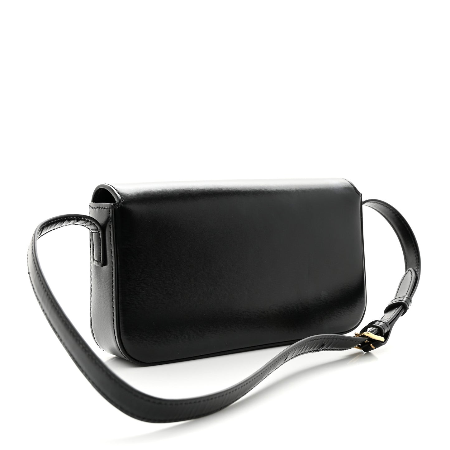 Shiny Calfskin Triomphe Shoulder Bag Black