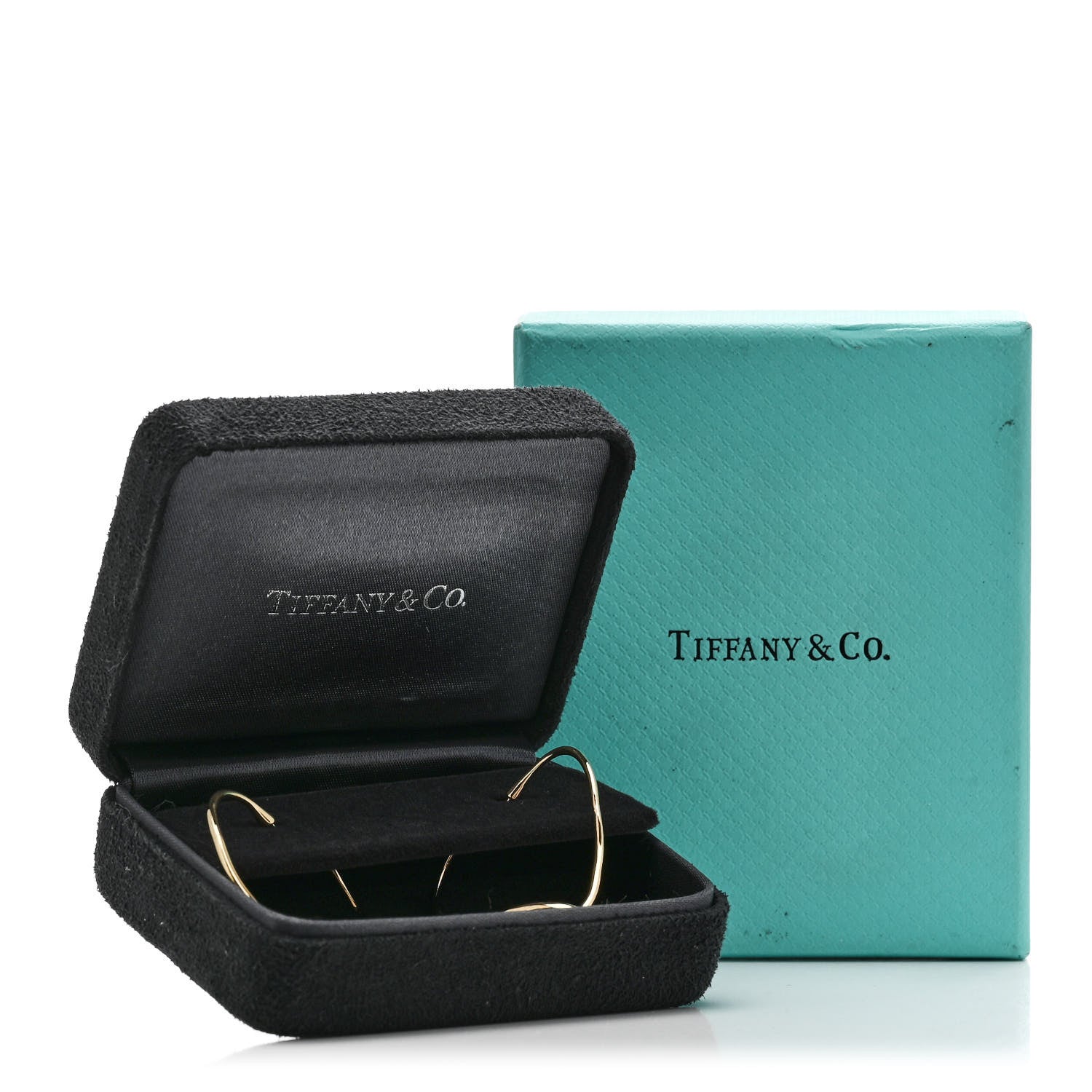 Tiffany 18K Yellow Gold Small Elsa Peretti Open Heart Hoop Earrings 7 of 7