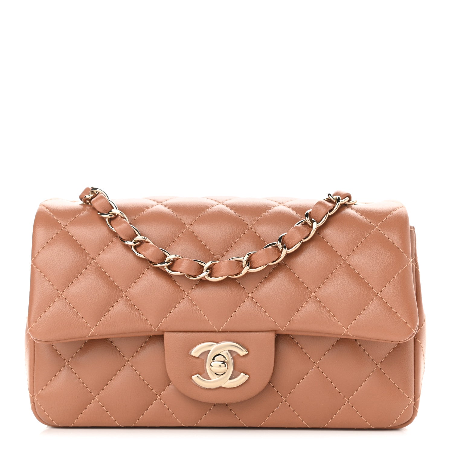 Chanel Lambskin Quilted Mini Rectangular Flap Brown 1 of 10