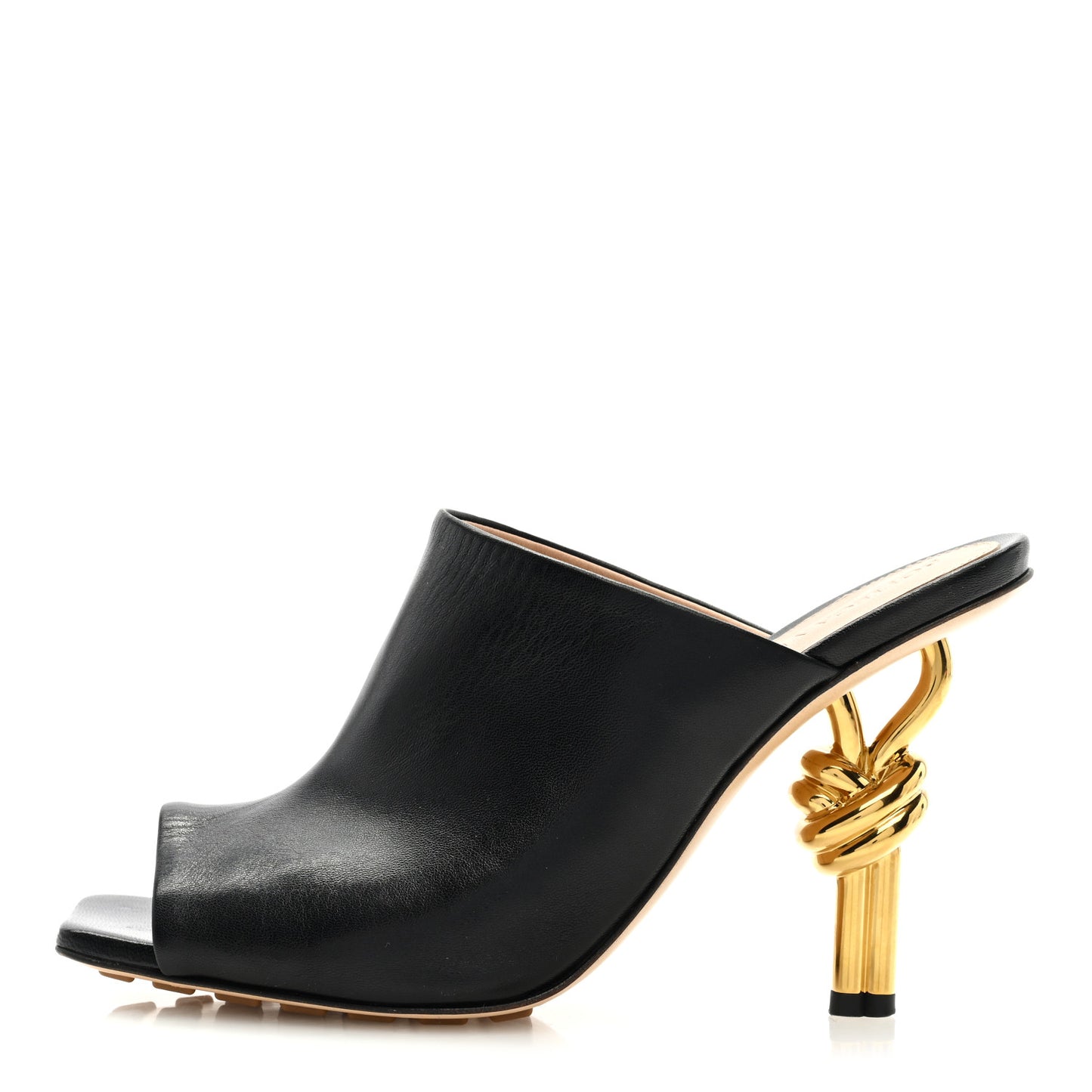 Lambskin Knot Mule Sandals 36 Black