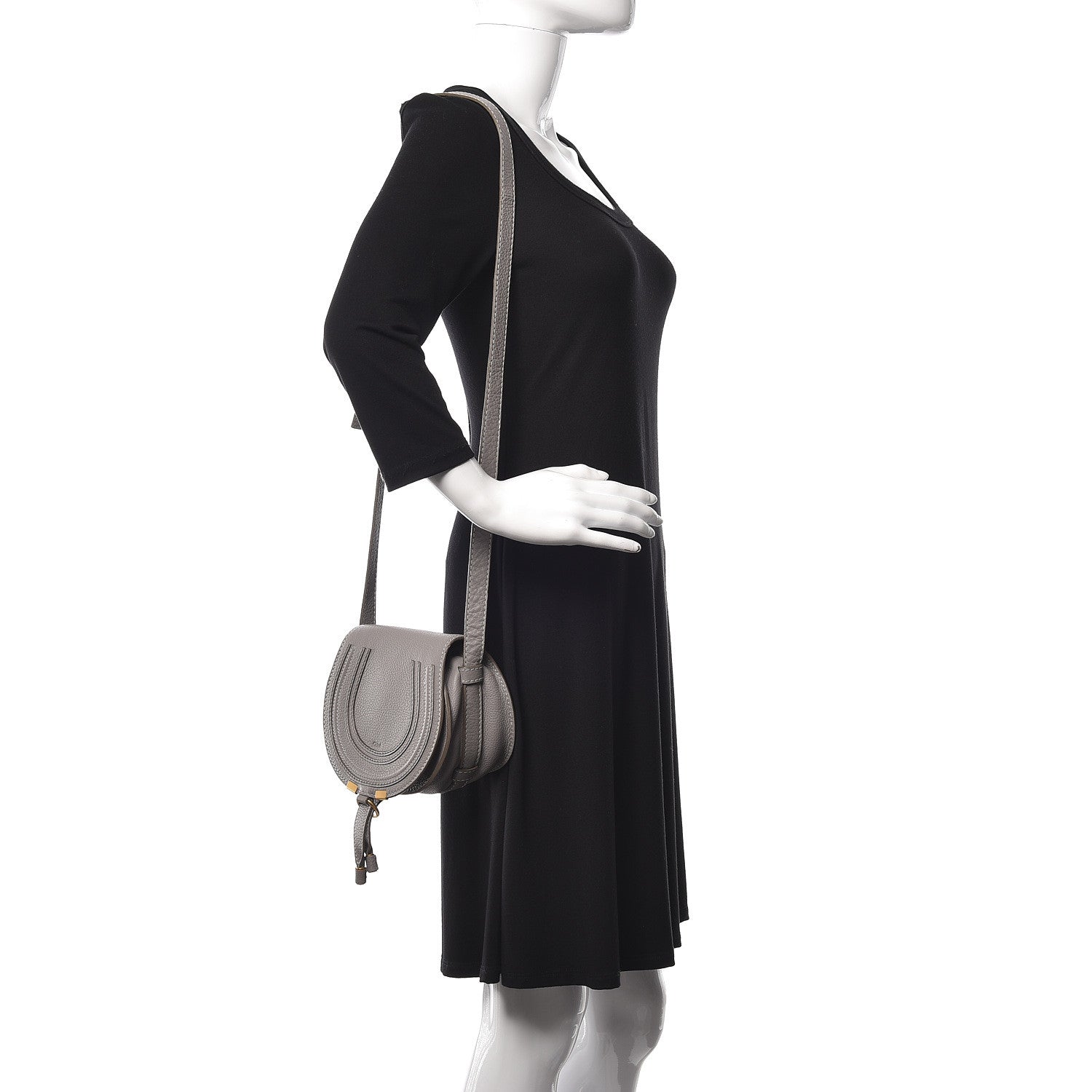 Chloe Calfskin Mini Marcie Round Crossbody Bag Cashmere Grey 2 of 8