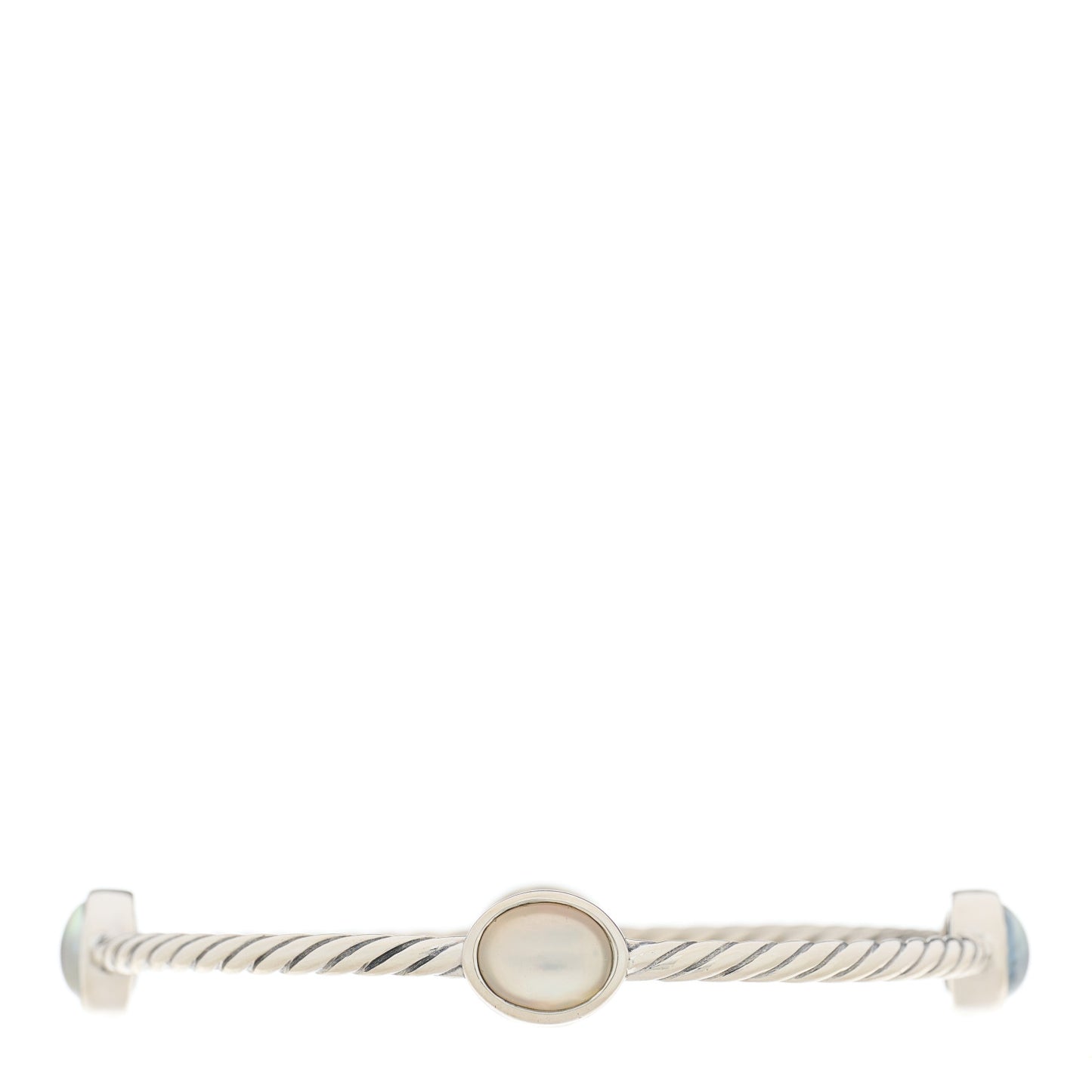 Sterling Silver Mother of Pearl 3mm 4 Station Bangle Bracelet
