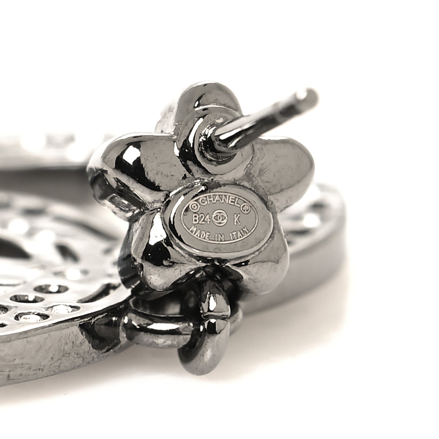 Chanel Ruthenium Crystal Star CC Drop Earrings 4 of 5