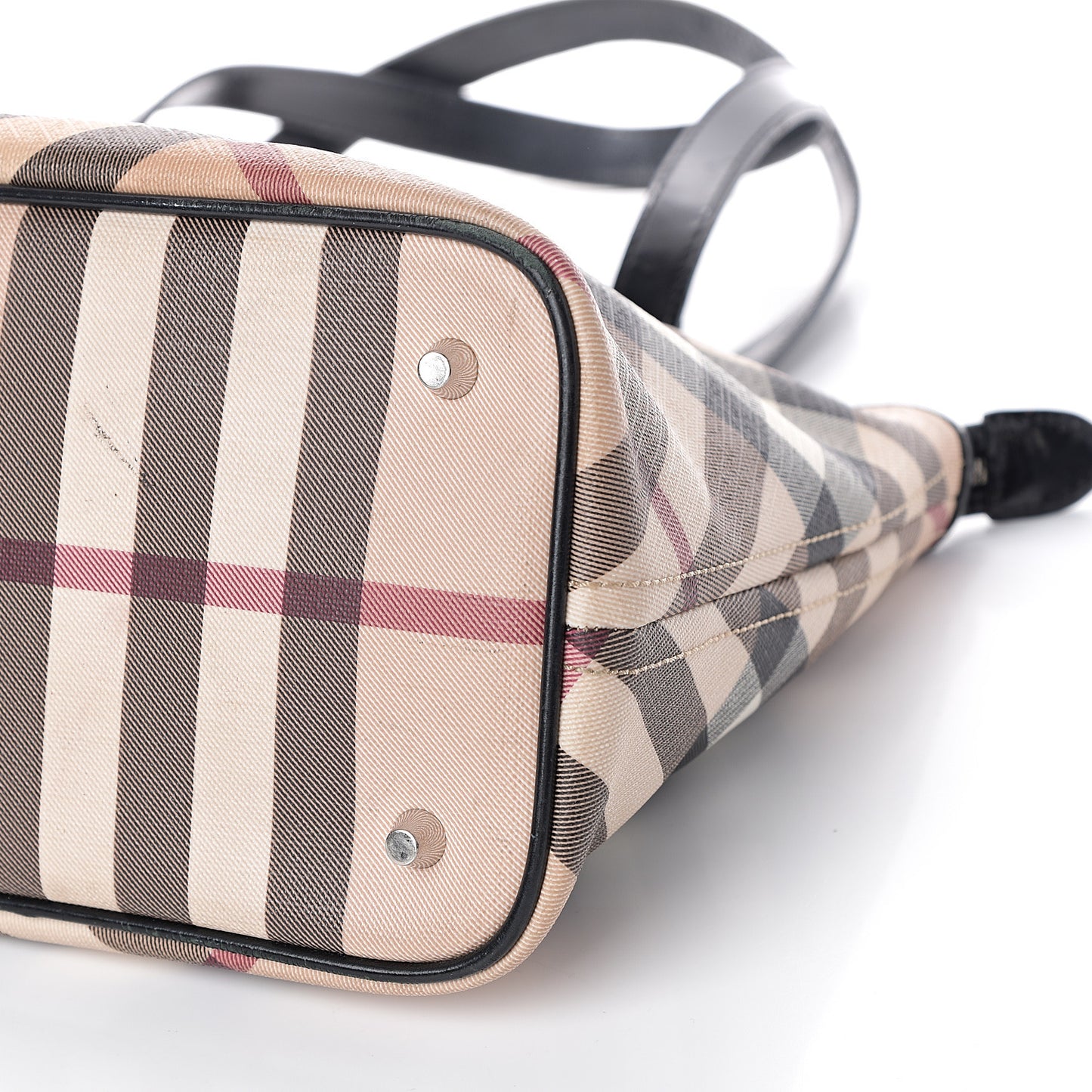 Patent Trim Nova Check Shopper Tote Black