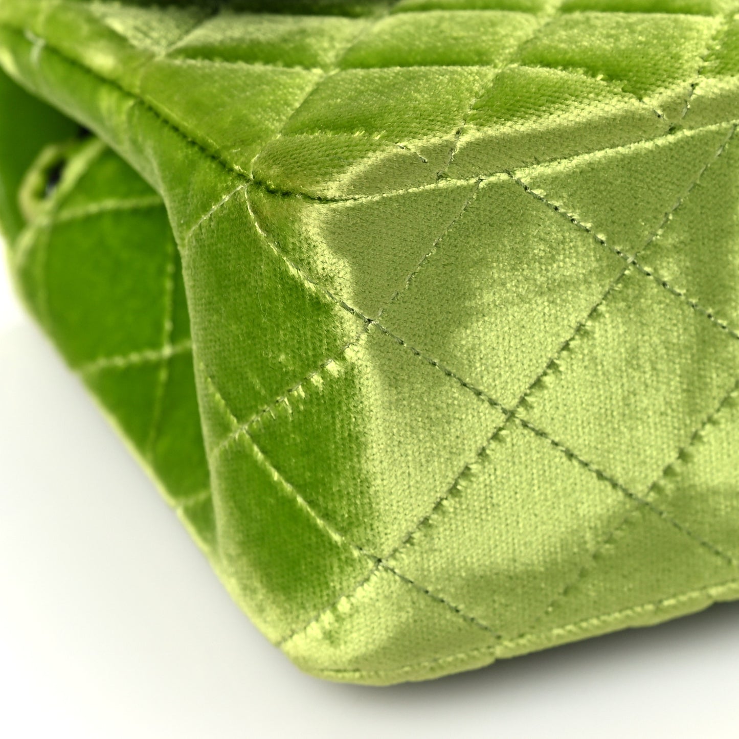 Velvet Quilted Mini Rectangular Flap Green