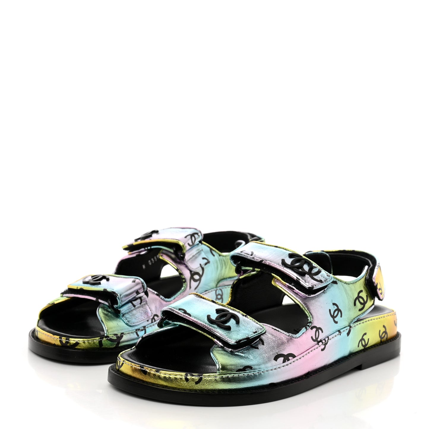 Laminated Lambskin Printed CC Dad Sandals 36 Multicolor