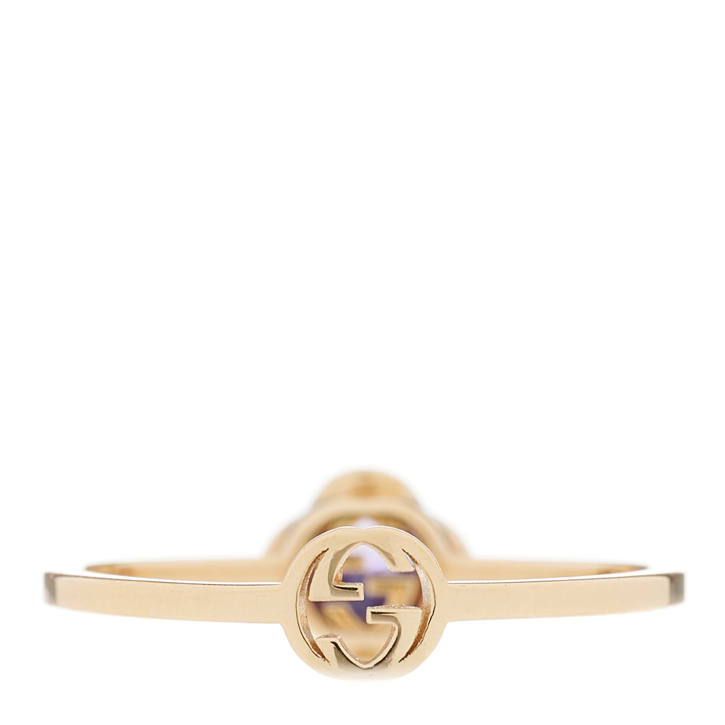 18K Yellow Gold Amethyst Interlocking G Ring 51 5.75