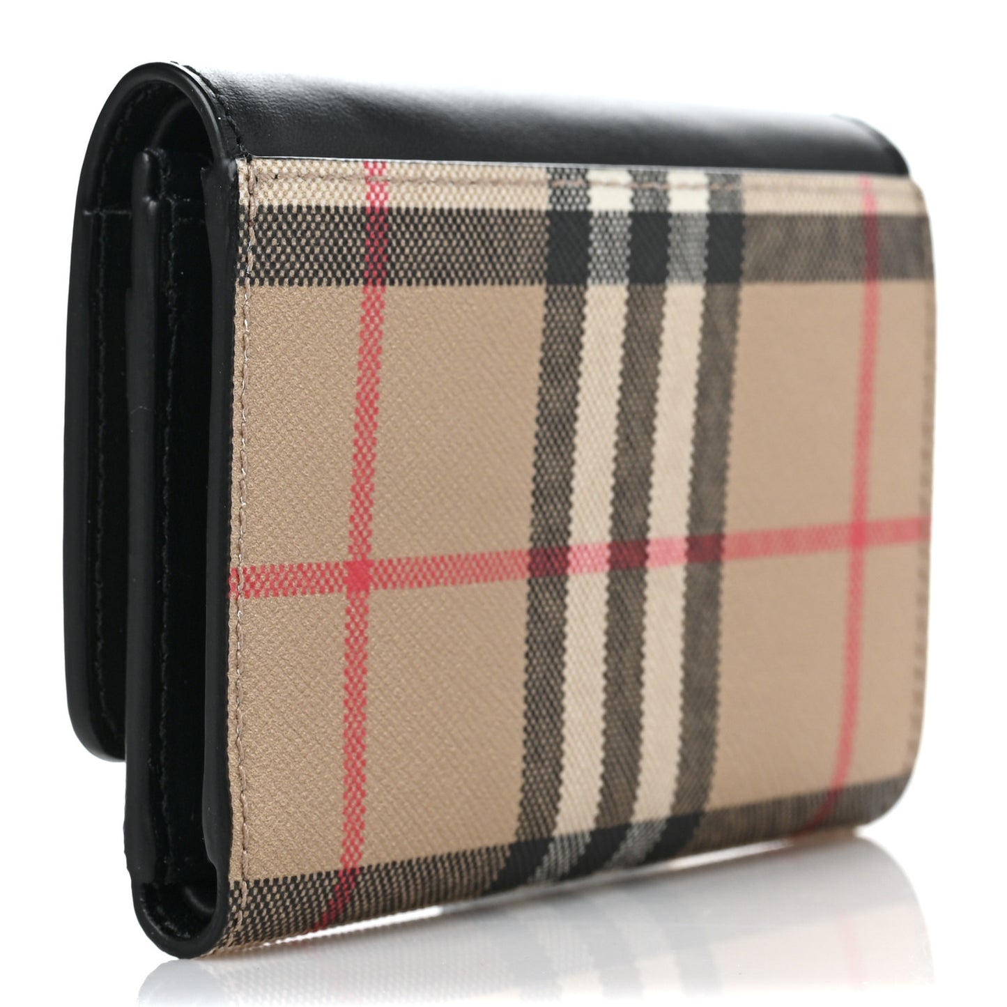 Grainy Calfskin Vintage Check Small Folding Wallet Archive Beige Black