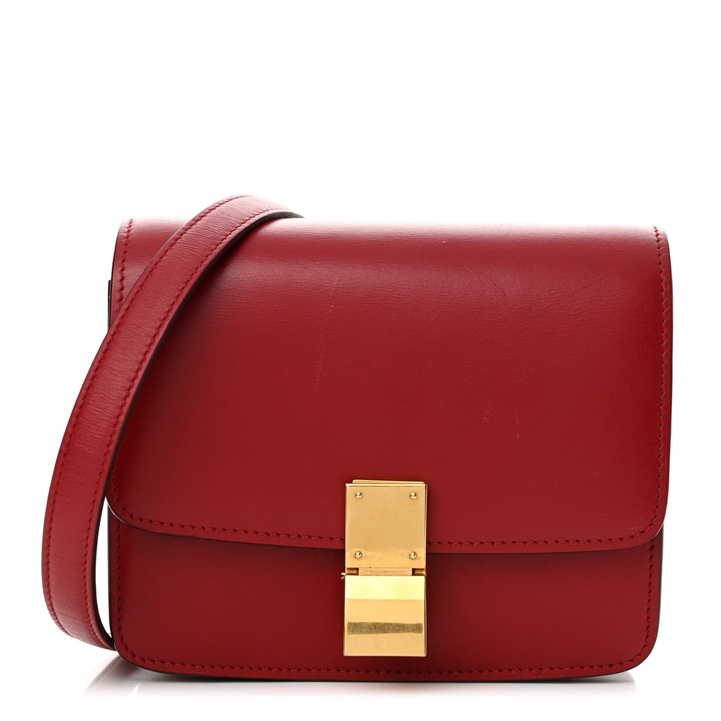 Smooth Calfskin Small Classic Box Flap Bag Red